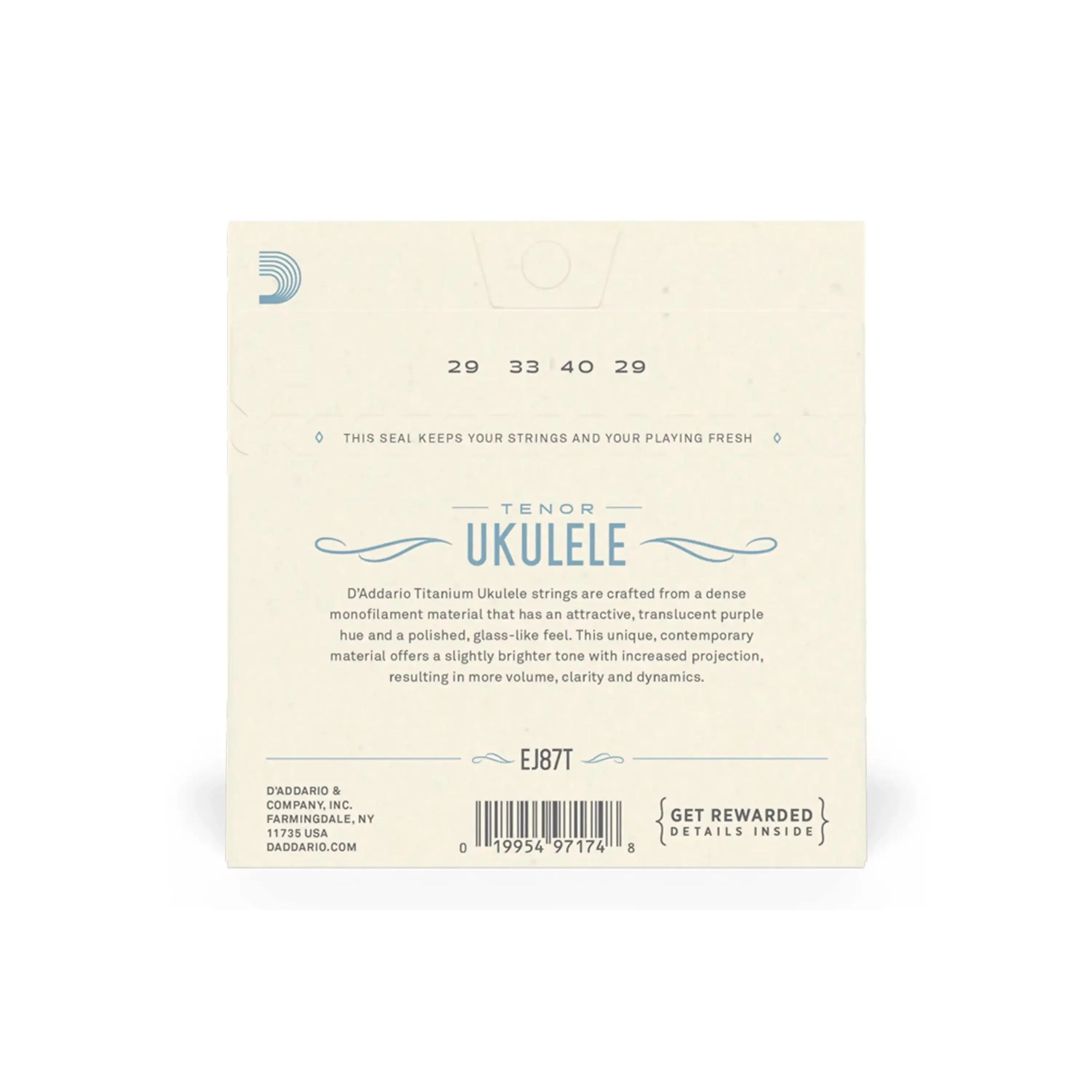 D'Addario EJ87T Titanium Tenor Ukulele Strings (G-C-E-A Tuning) - HIGH G - Image 2