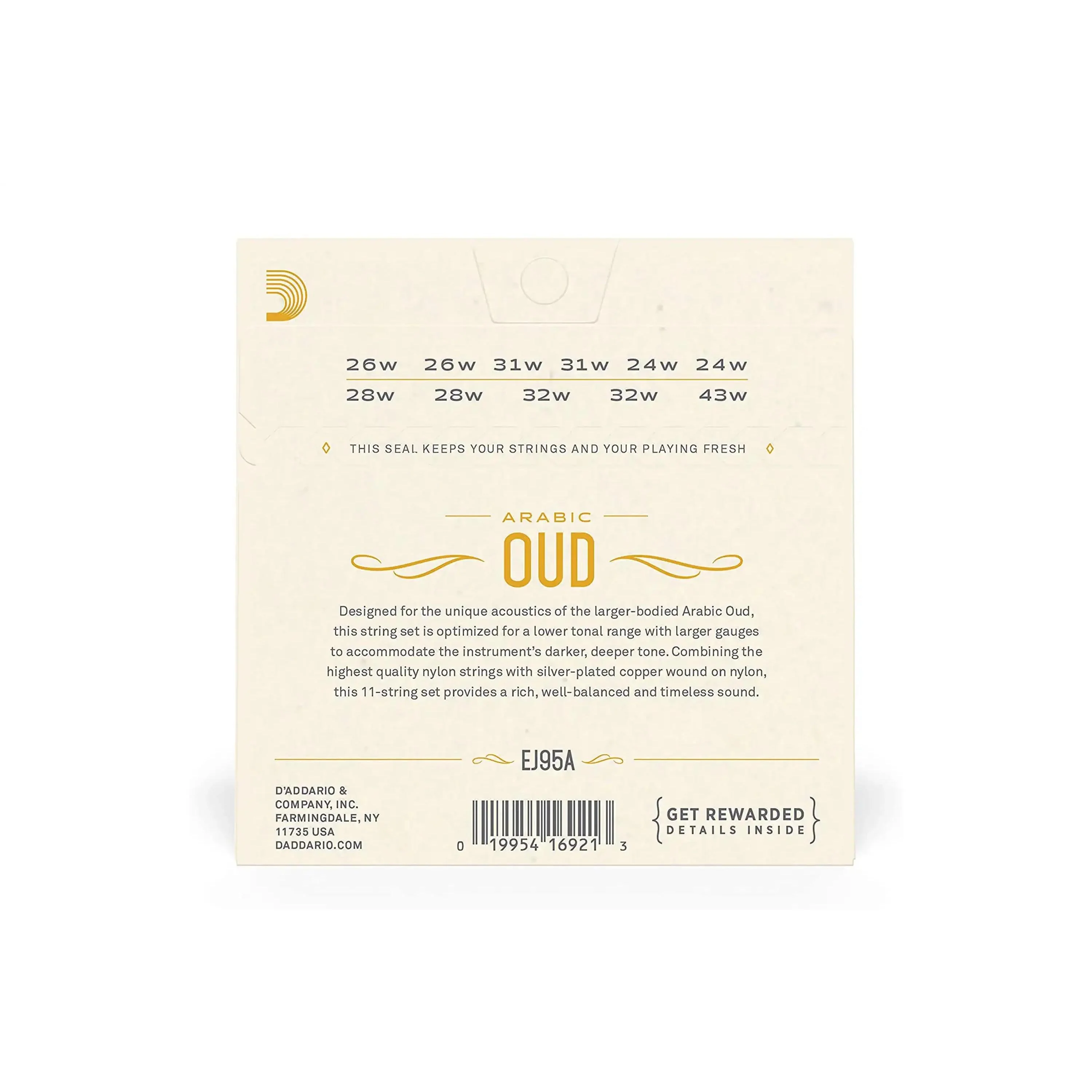 D'Addario EJ95A Silver Plated Copper 11-String Arabic Oud Strings - .026-.043 - Image 2