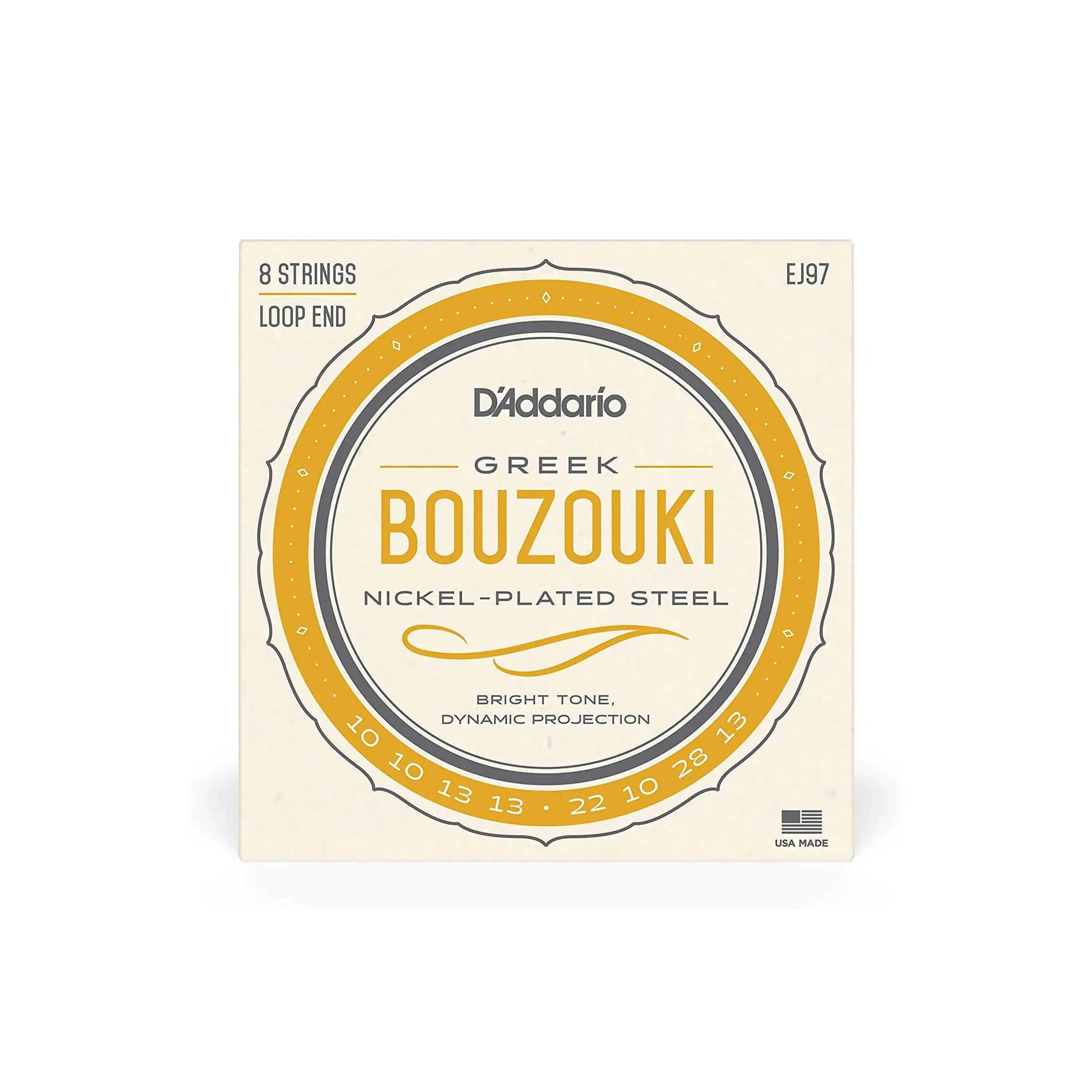 D'Addario EJ97 Nickel-Plated Steel 8-String Greek Bouzouki Strings - .010-.013
