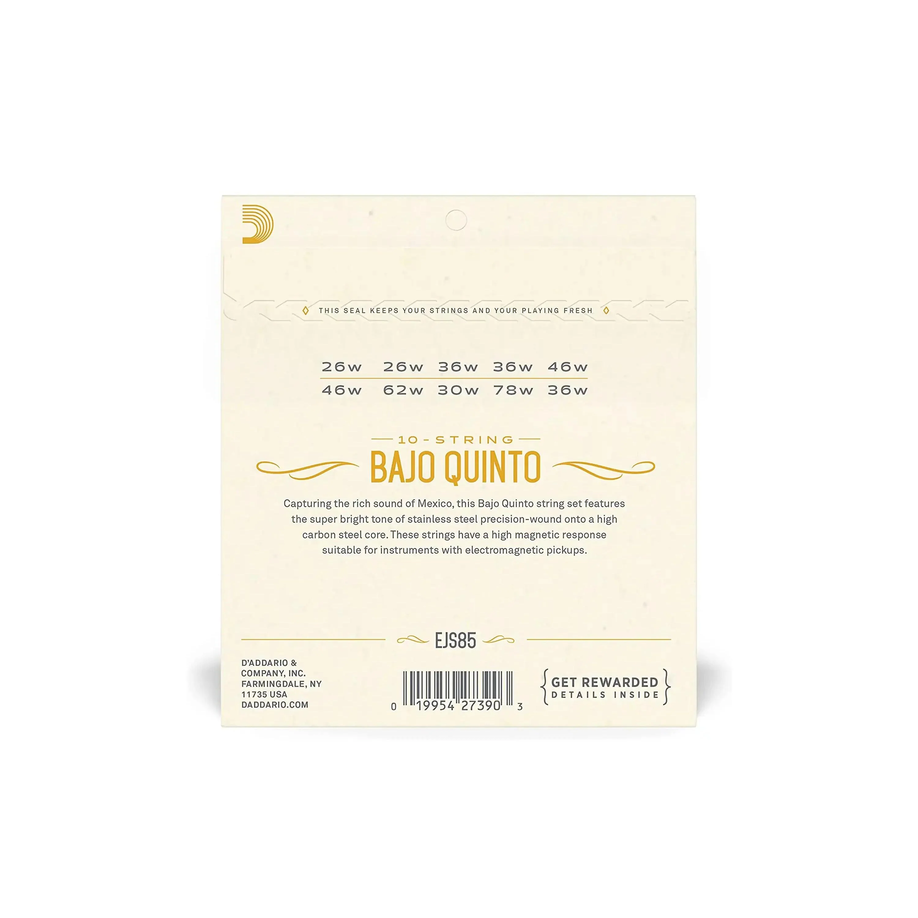D'Addario EJS85 Stainless Steel 10-String Bajo Quinto Strings - .026-.036 - Image 2