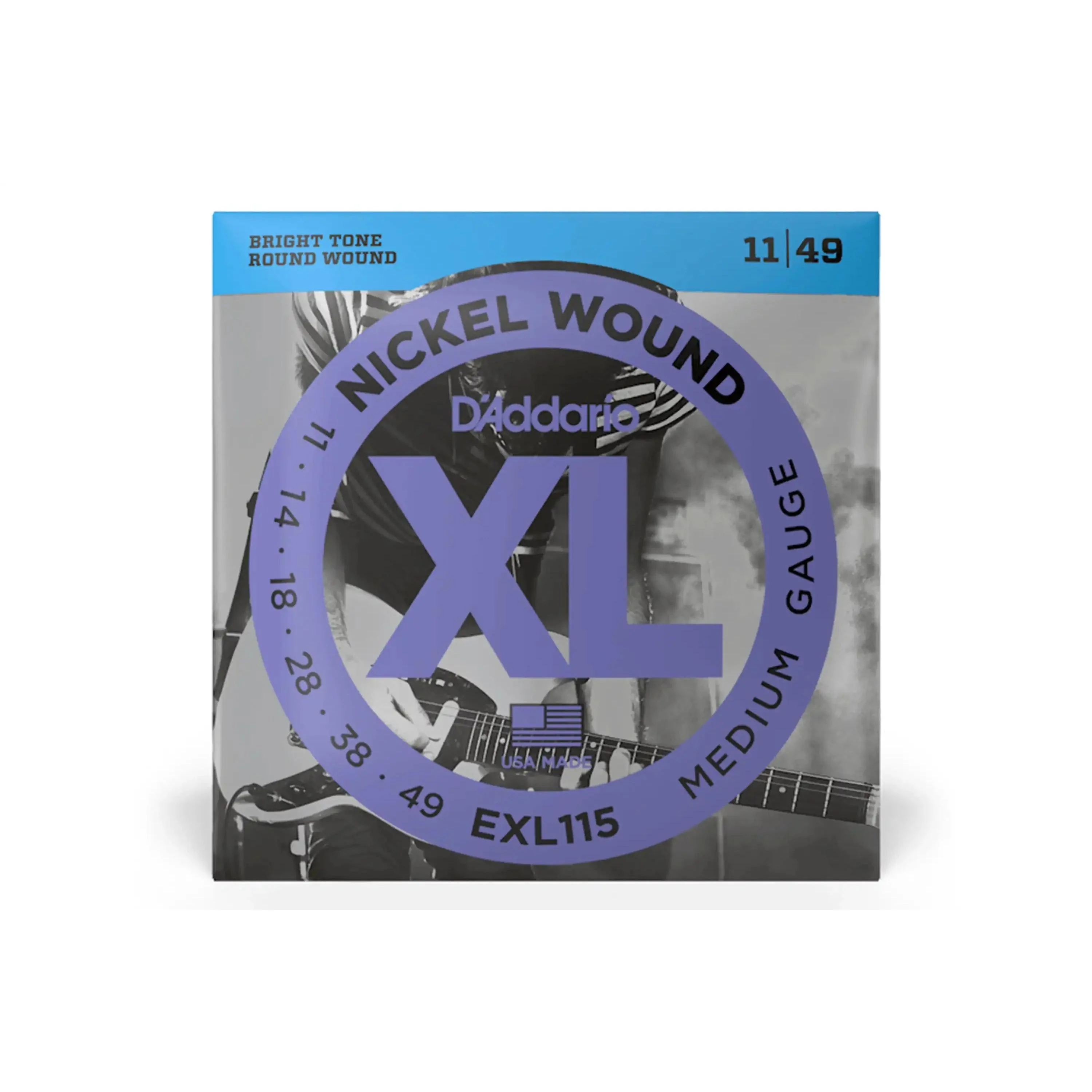D'Addario EXL115 Nickel Wound Electric Guitar Strings, Medium/Blues-Jazz Rock - .011-.049