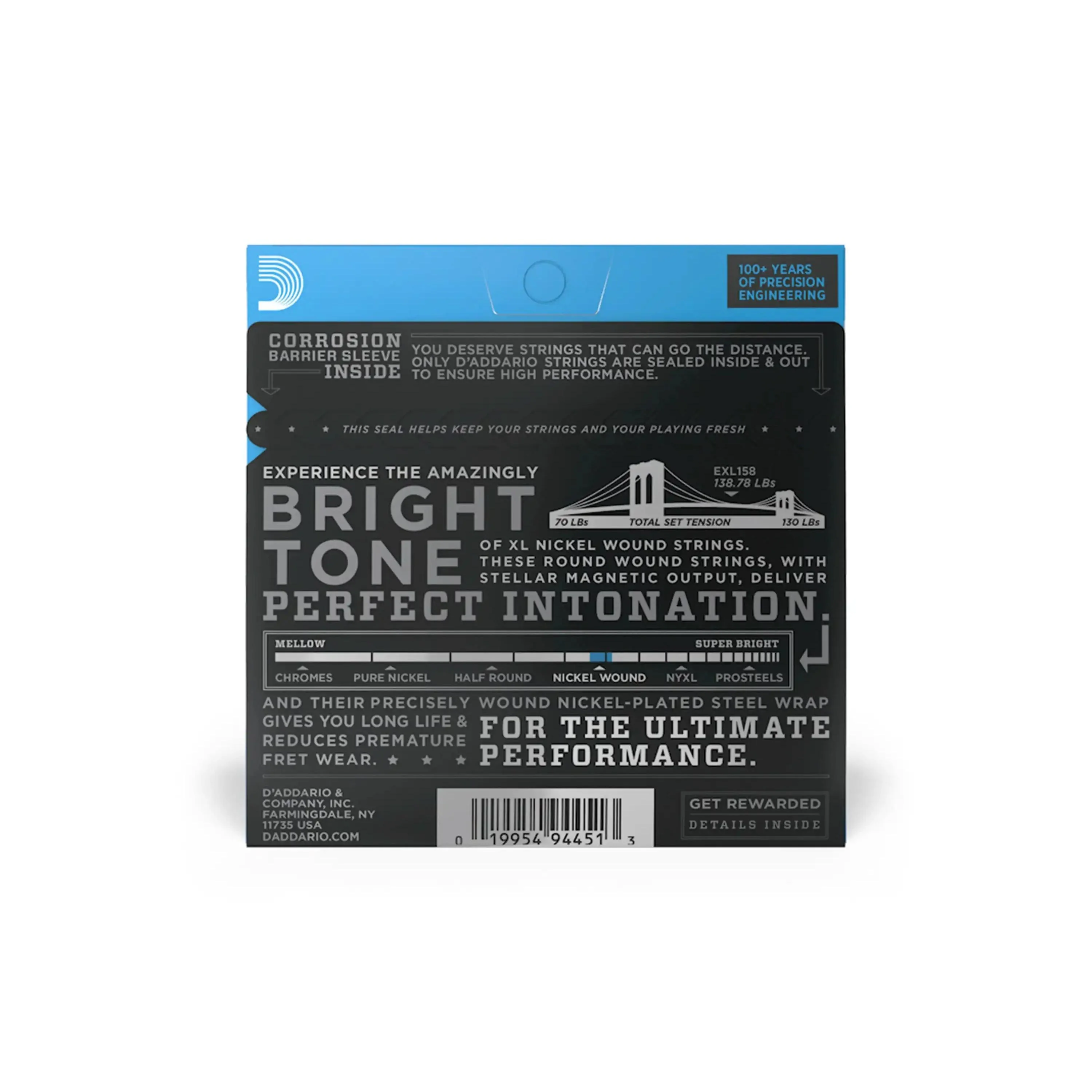 D'addario EXL158 Baritone Electric Guitar Strings - Light .013-.062 - Image 2