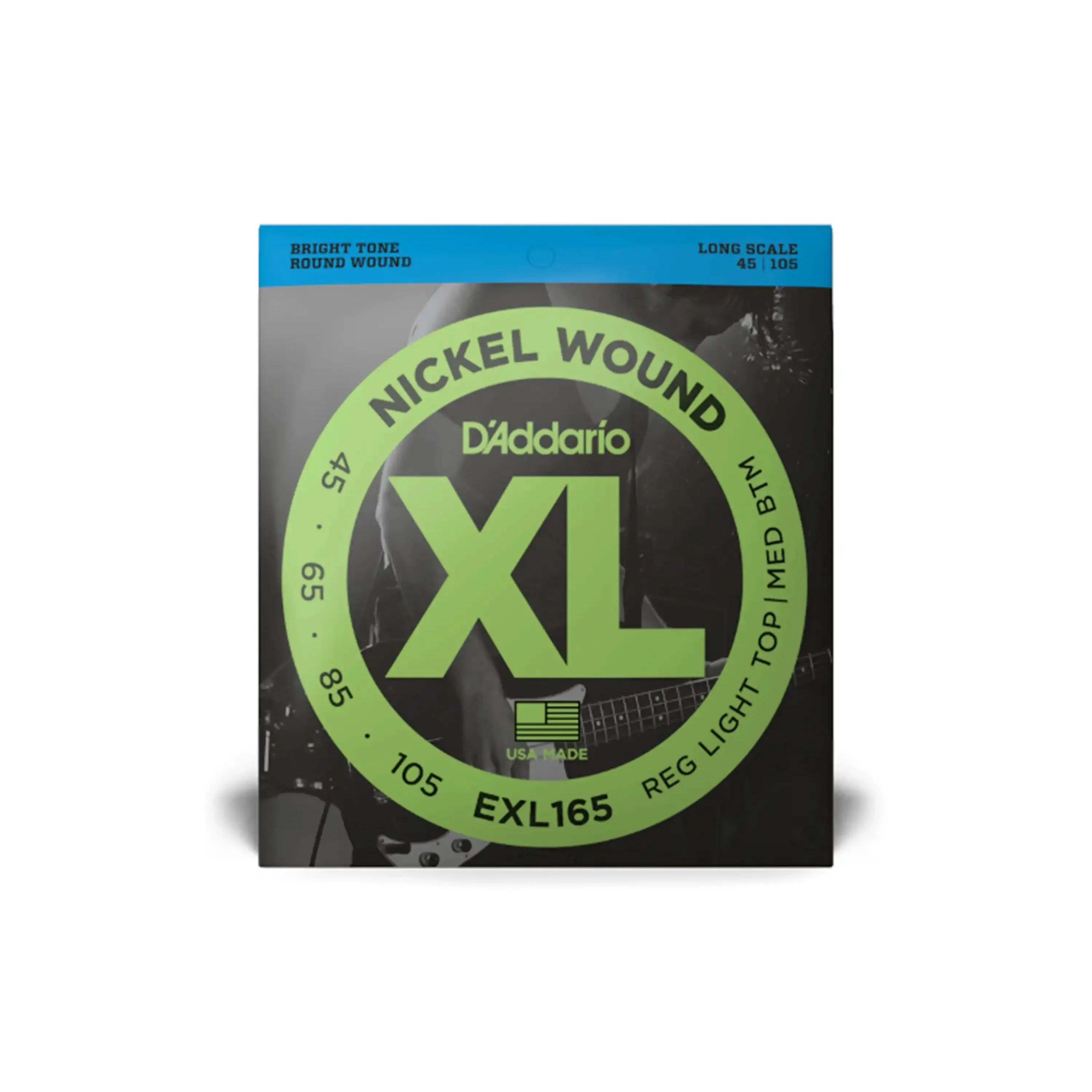 D'addario EXL165 XL Nickel Long Scale Bass Strings - Regular Light Top/Medium Bottom .045-.105