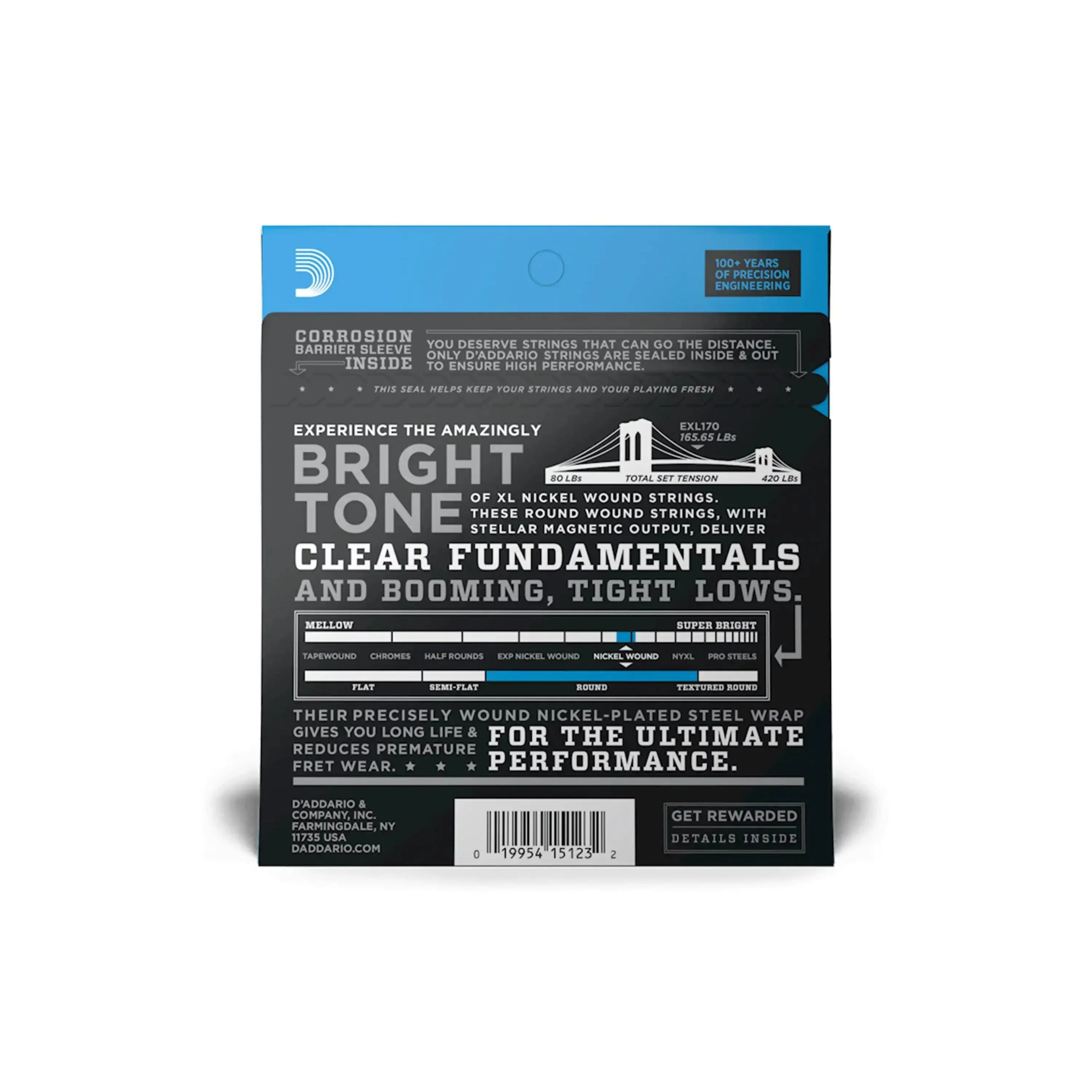 D'addario EXL170 Electric Bass Strings - .045-.100 Regular Light - Image 2