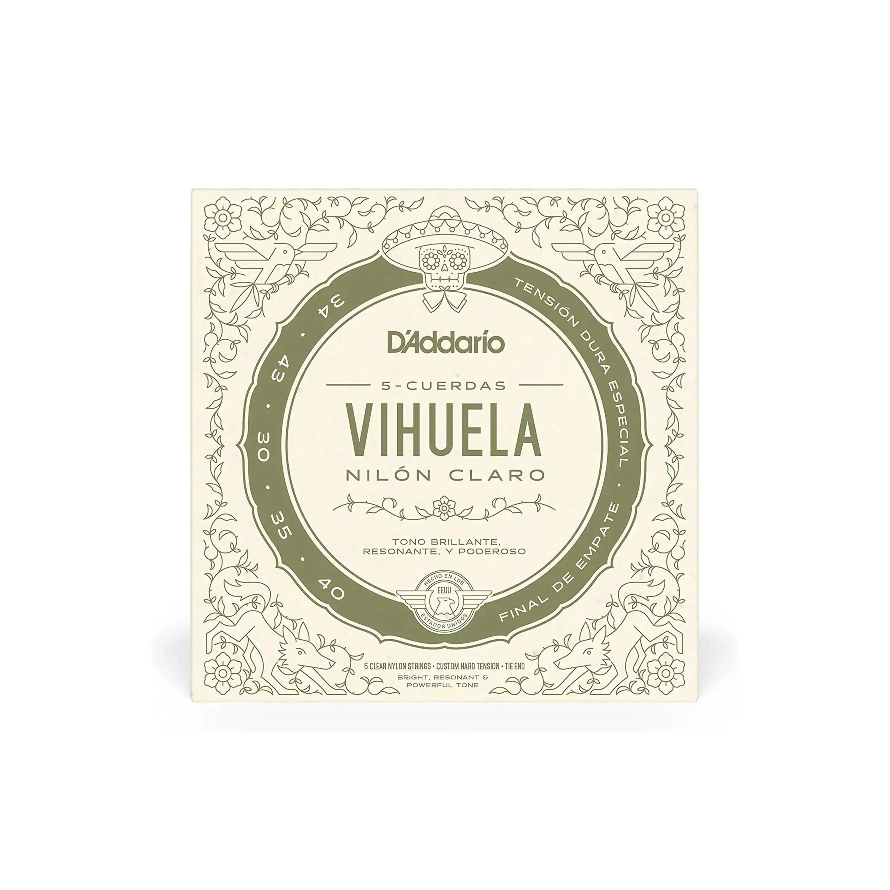 D'Addario MV10C Pro-Arté Nylon 5-String Vihuela Strings - Custom Hard Tension .034-.040
