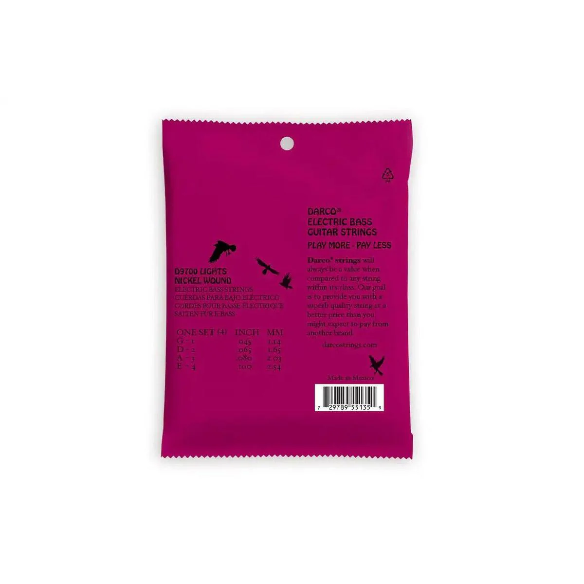 Darco D9700 Nickel Wound Electric Bass Strings (E-A-D-G Tuning) - .045 -.100 Light - Image 2
