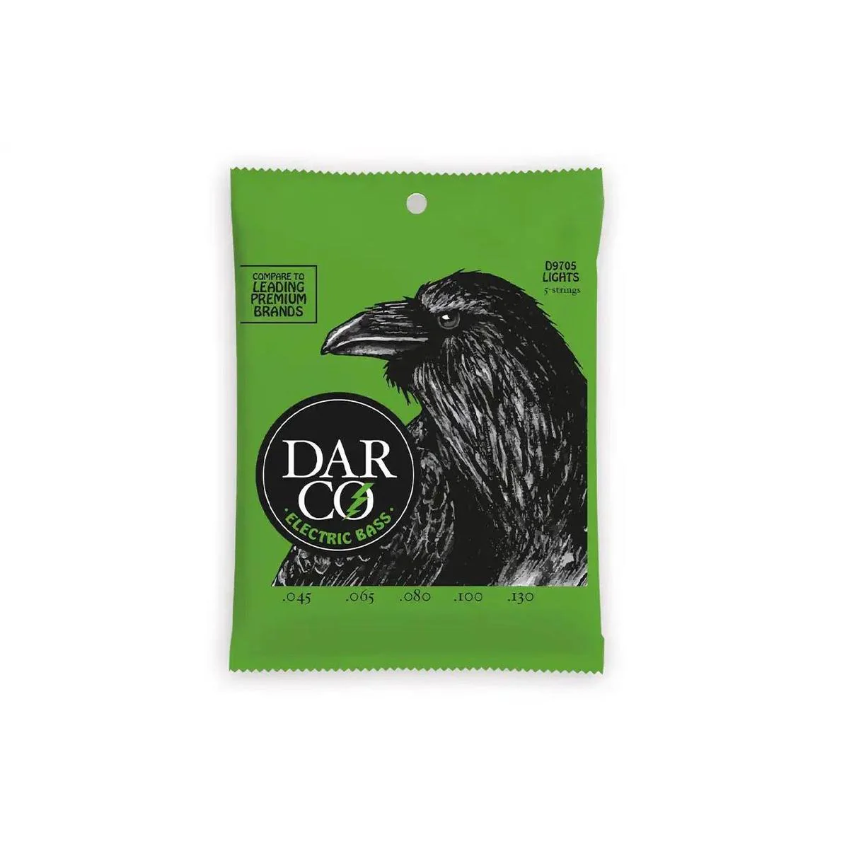 Darco D9705 Nickel Wound 5-String Electric Bass Strings (B-E-A-D-G Tuning) - .045 -.130 Light