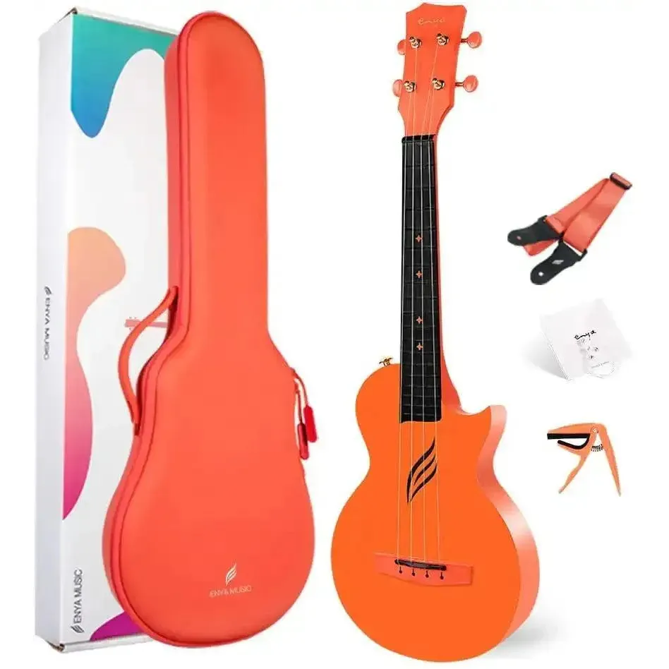 Enya Nova U Carbon Fiber Acoustic Concert Ukulele - Orange - Image 2