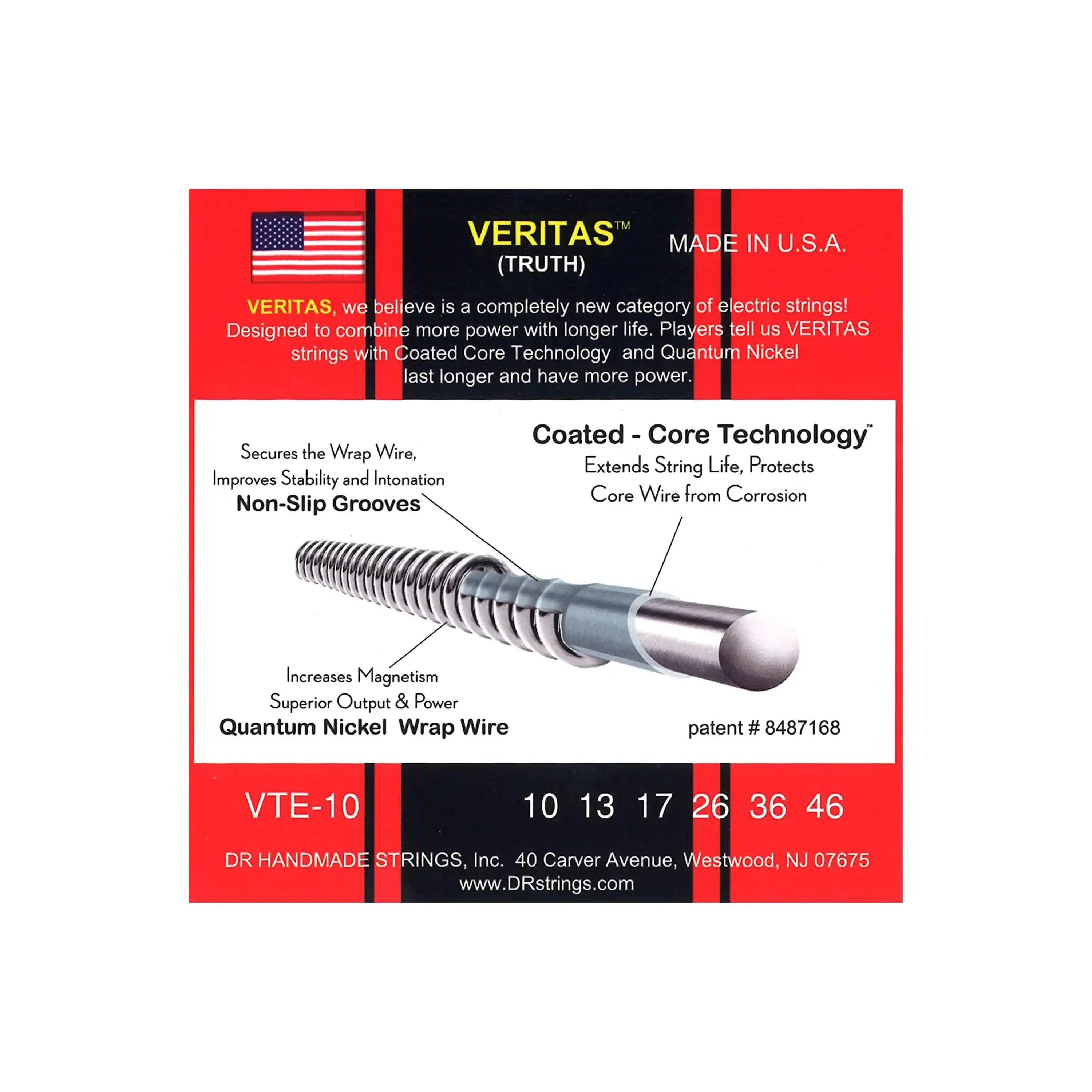 DR Strings Veritas Quantum Nickel Medium 10-46 Electric Guitar Strings - Image 2