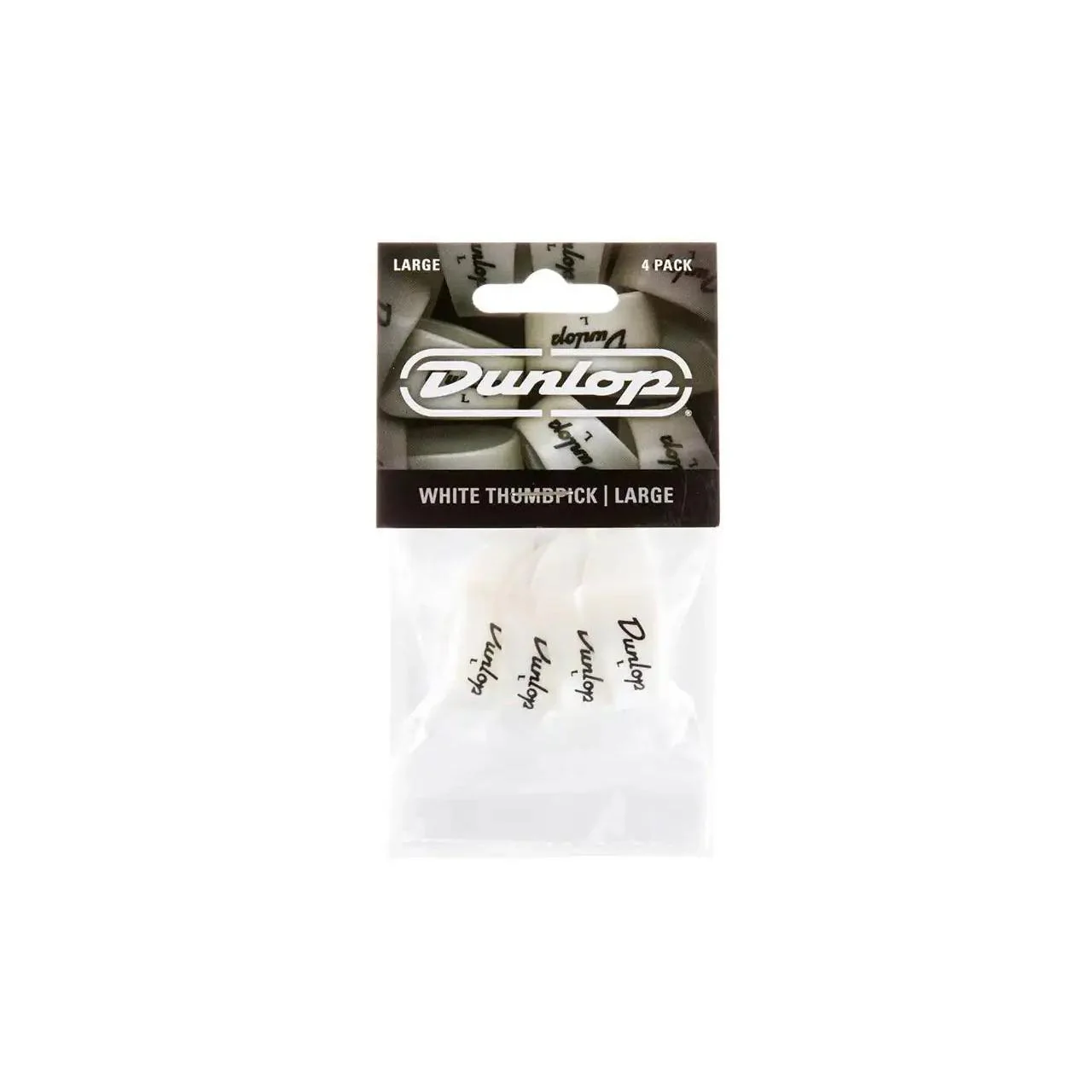 DUNLOP 9003P Large White Plastic Thumbpicks - 4 PACK