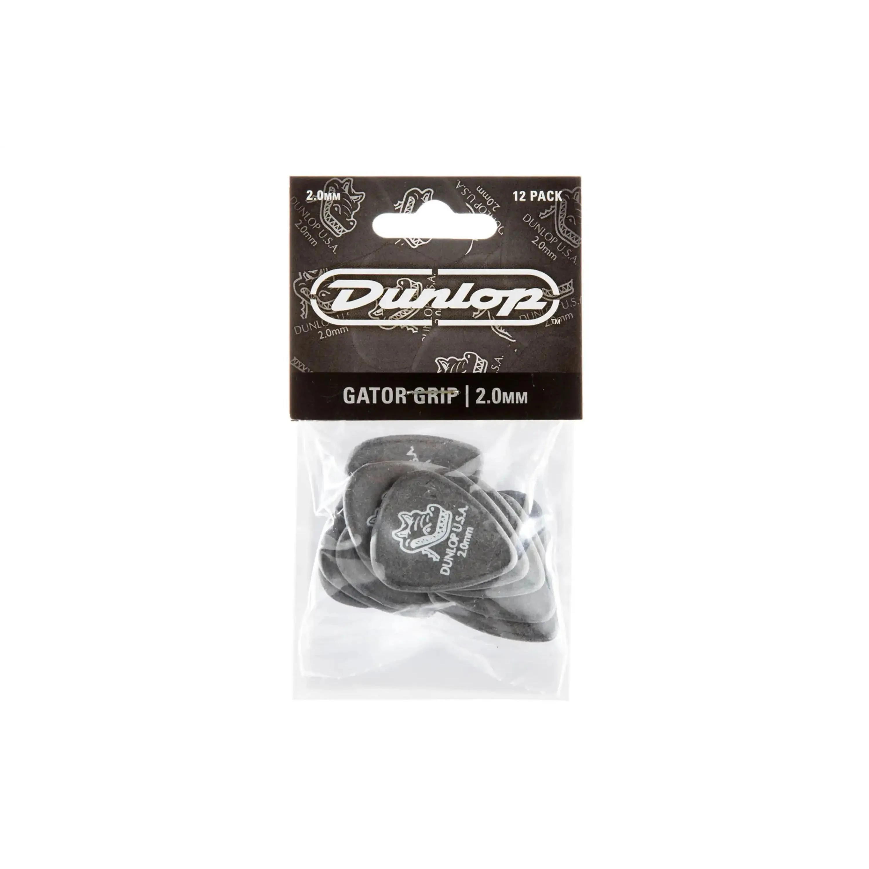 Dunlop Black Gator Grip 2.0mm Guitar Picks - 12 Pack - Image 3
