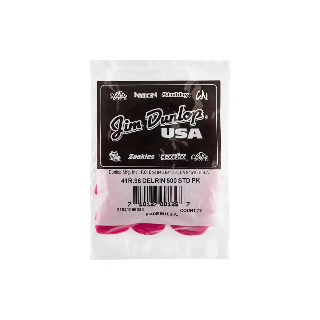 Dunlop Delrin 500 Dark Pink .96mm Guitar Picks - 72 Pack - Image 2