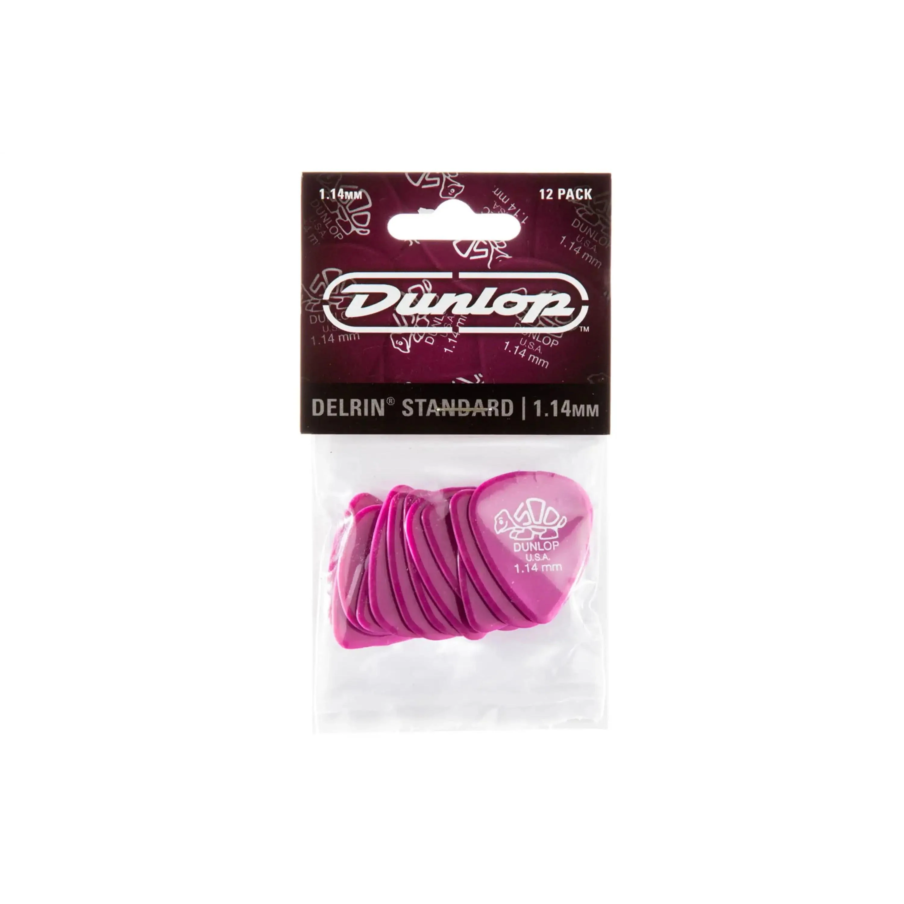 Dunlop Delrin 500 Standard 1.14mm Magenta Guitar & Ukulele Picks 12 Pack - Image 4