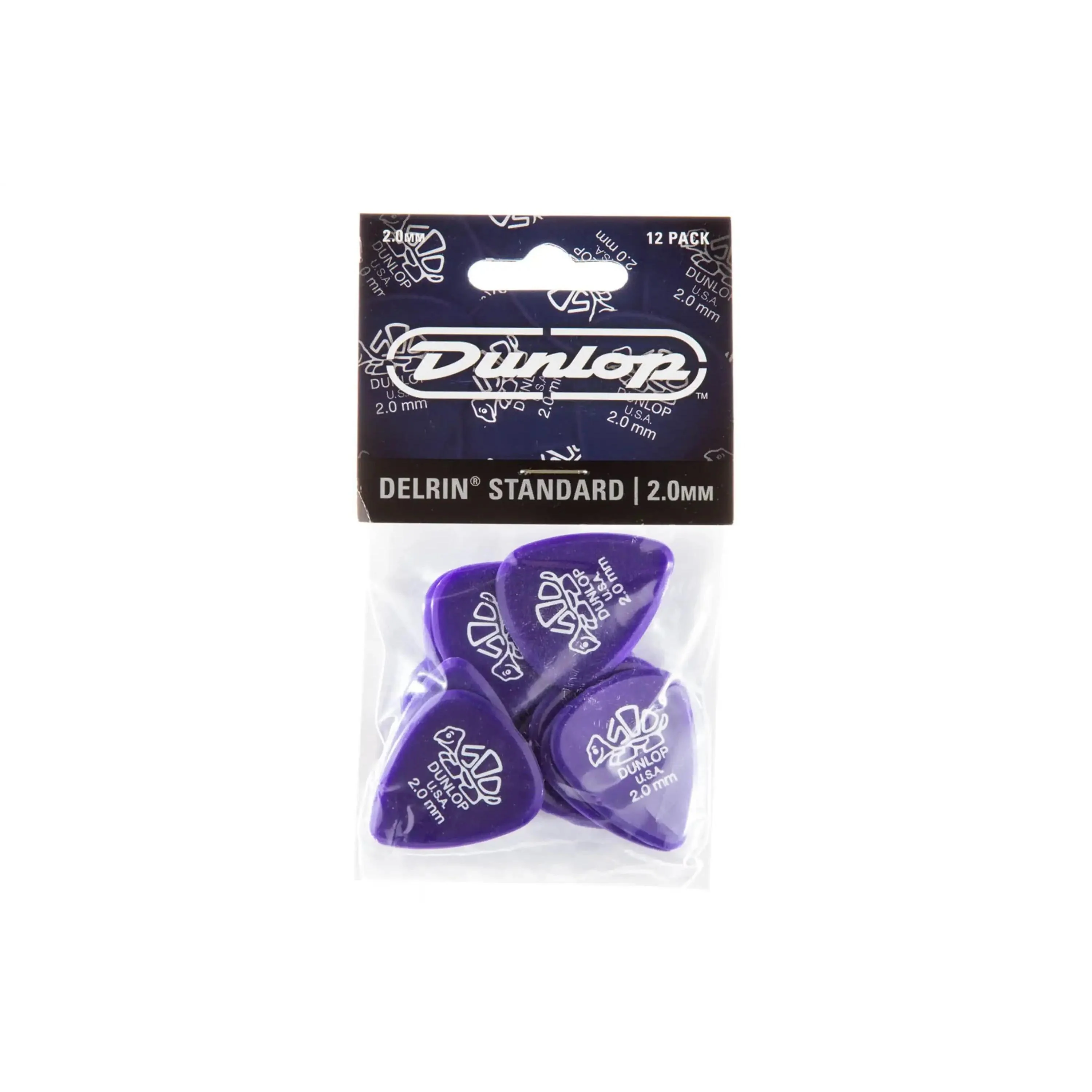 Dunlop Delrin 500 Standard 2.0mm Purple Guitar & Ukulele Picks 12 Pack - Image 4