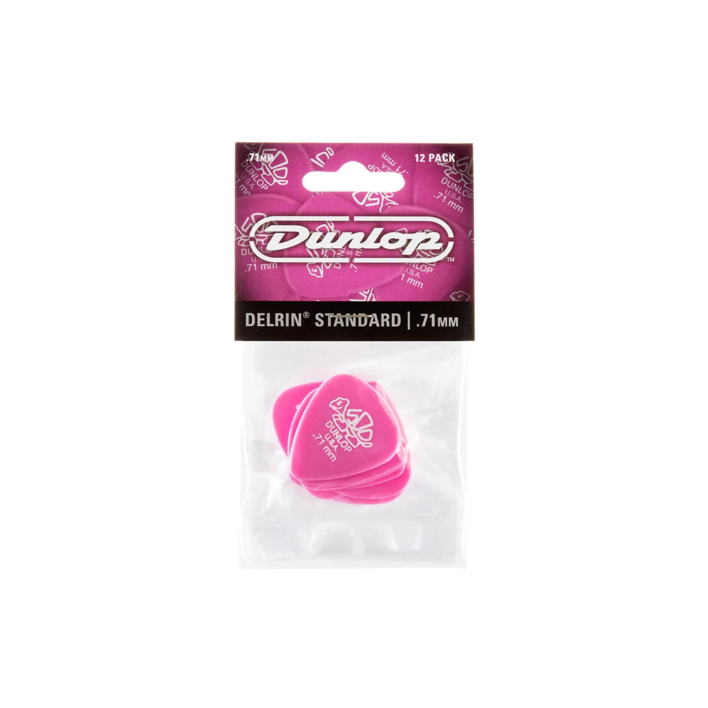 Dunlop Delrin 500 Standard .71mm Medium Pink Guitar & Ukulele Picks 12 Pack - Image 4