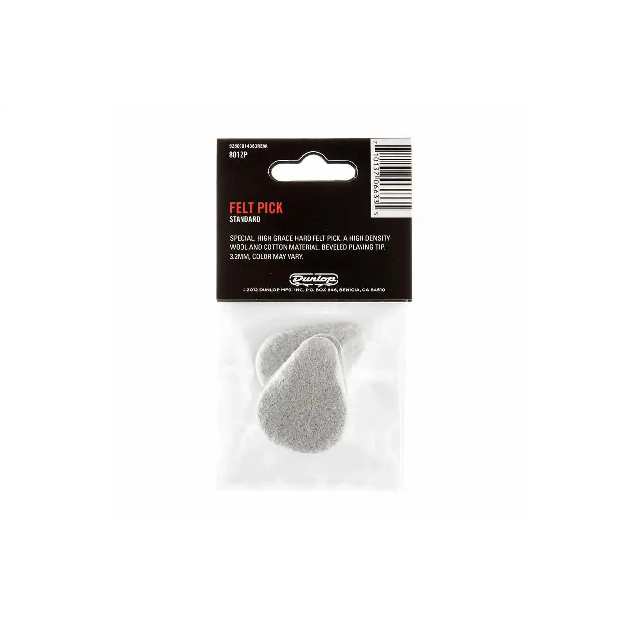 Dunlop 8012P Felt Ukulele & Guitar Pick Standard 3-Pack - Image 2