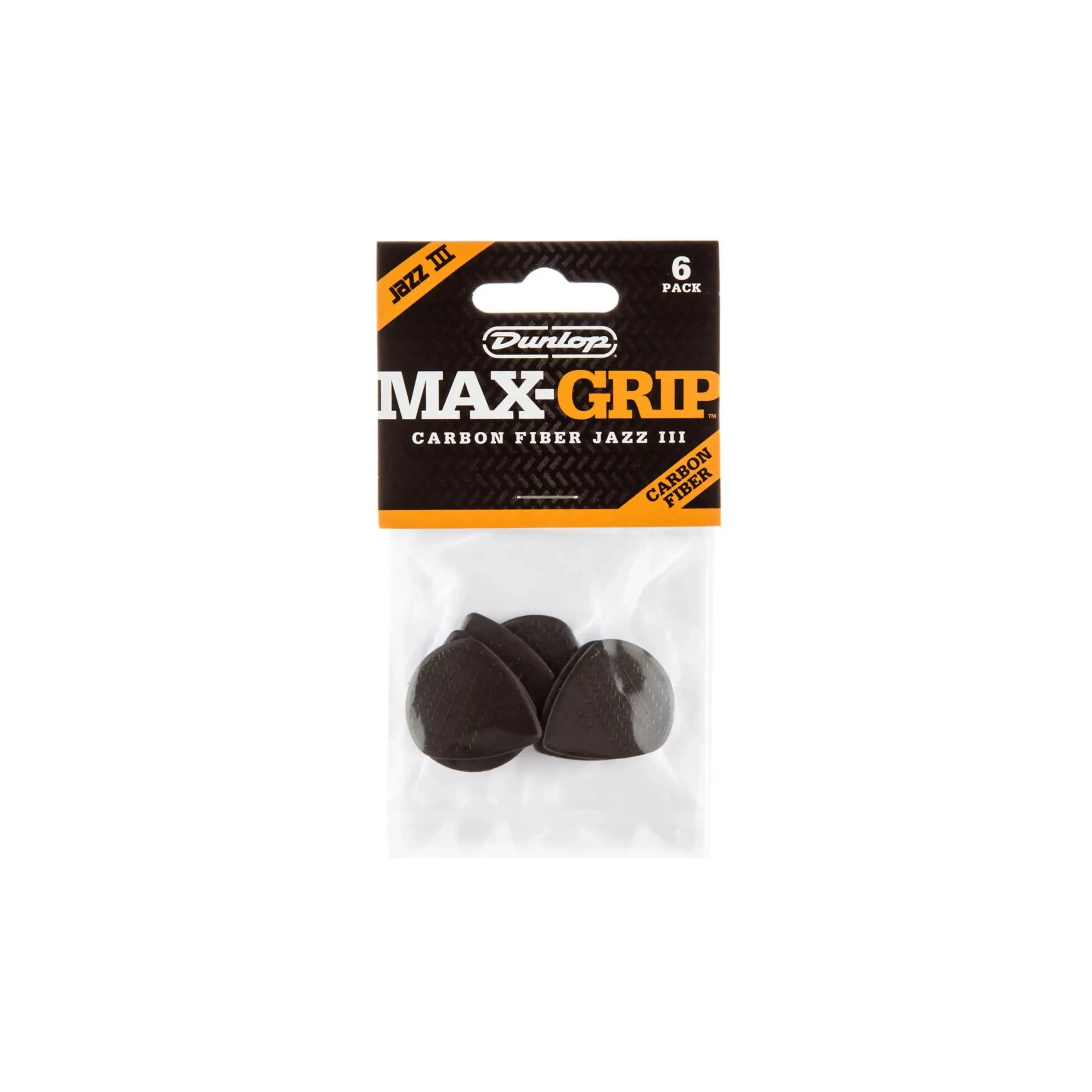 Dunlop Max-Grip® Jazz III Carbon Fiber Guitar & Ukulele Picks 6 Pack - Image 3