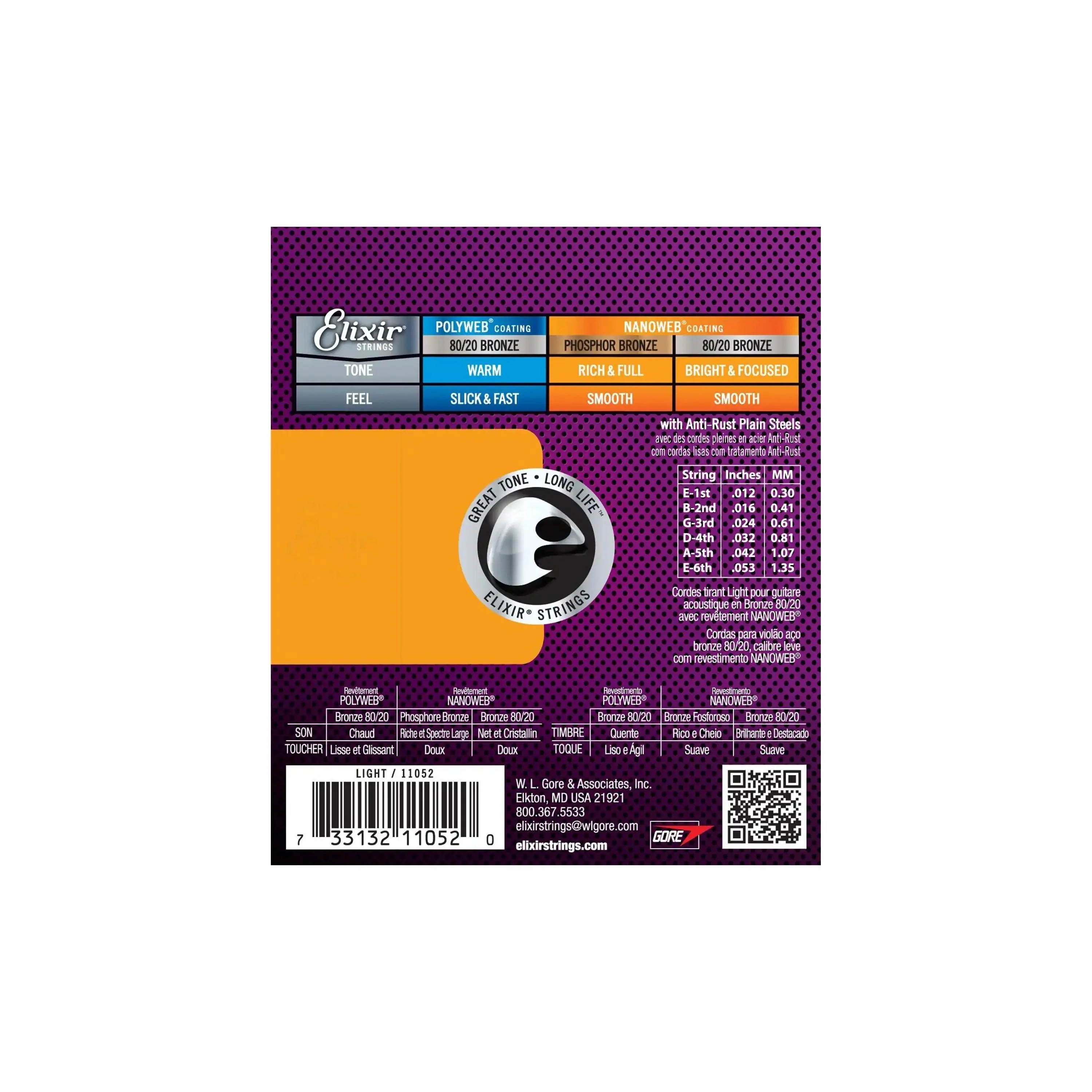 Elixir 11052 Nanoweb 80/20 Bronze Acoustic Guitar Strings - Light .012-.053 - Image 2