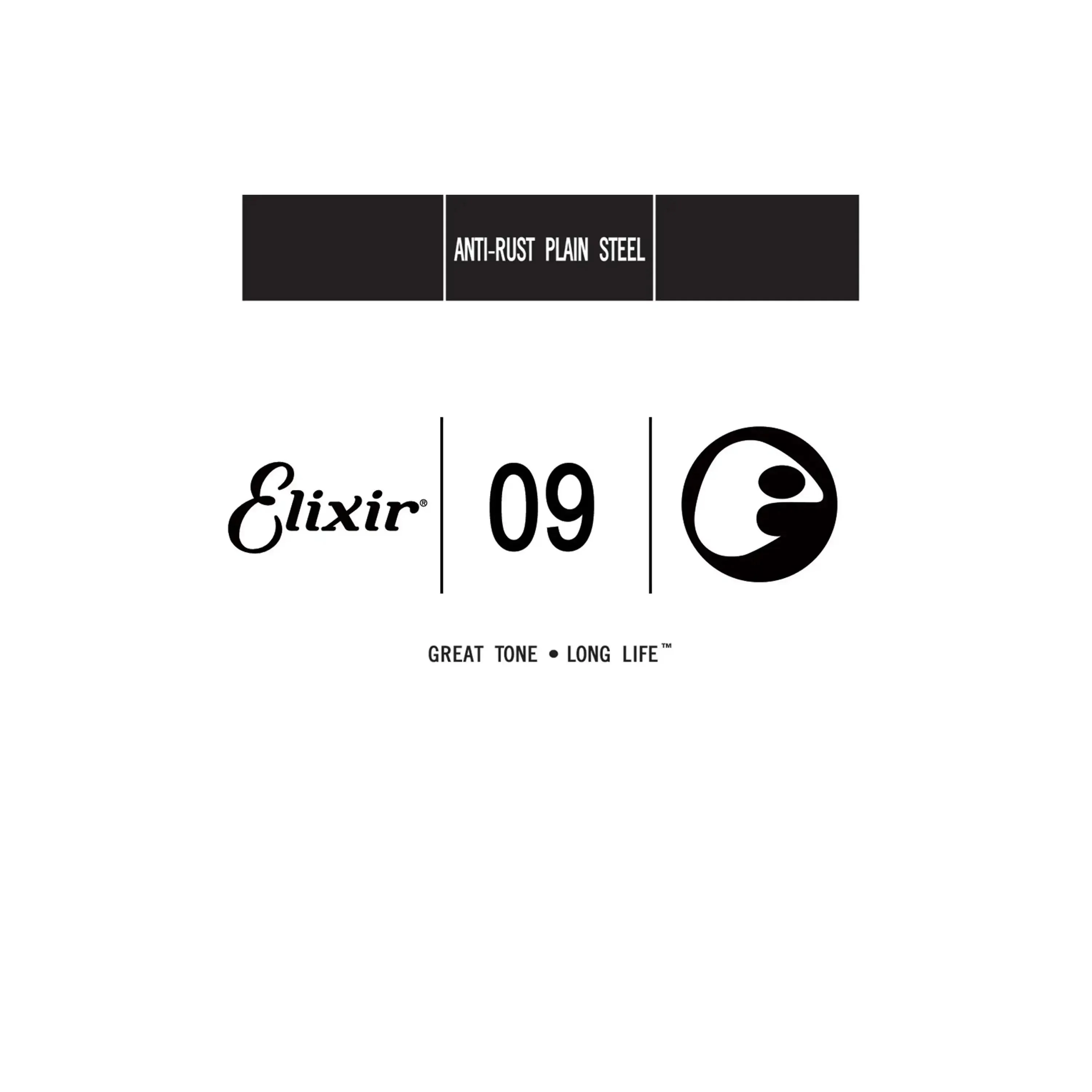 Elixir 13009 Anti-Rust Plain Steel Single Guitar String - .009
