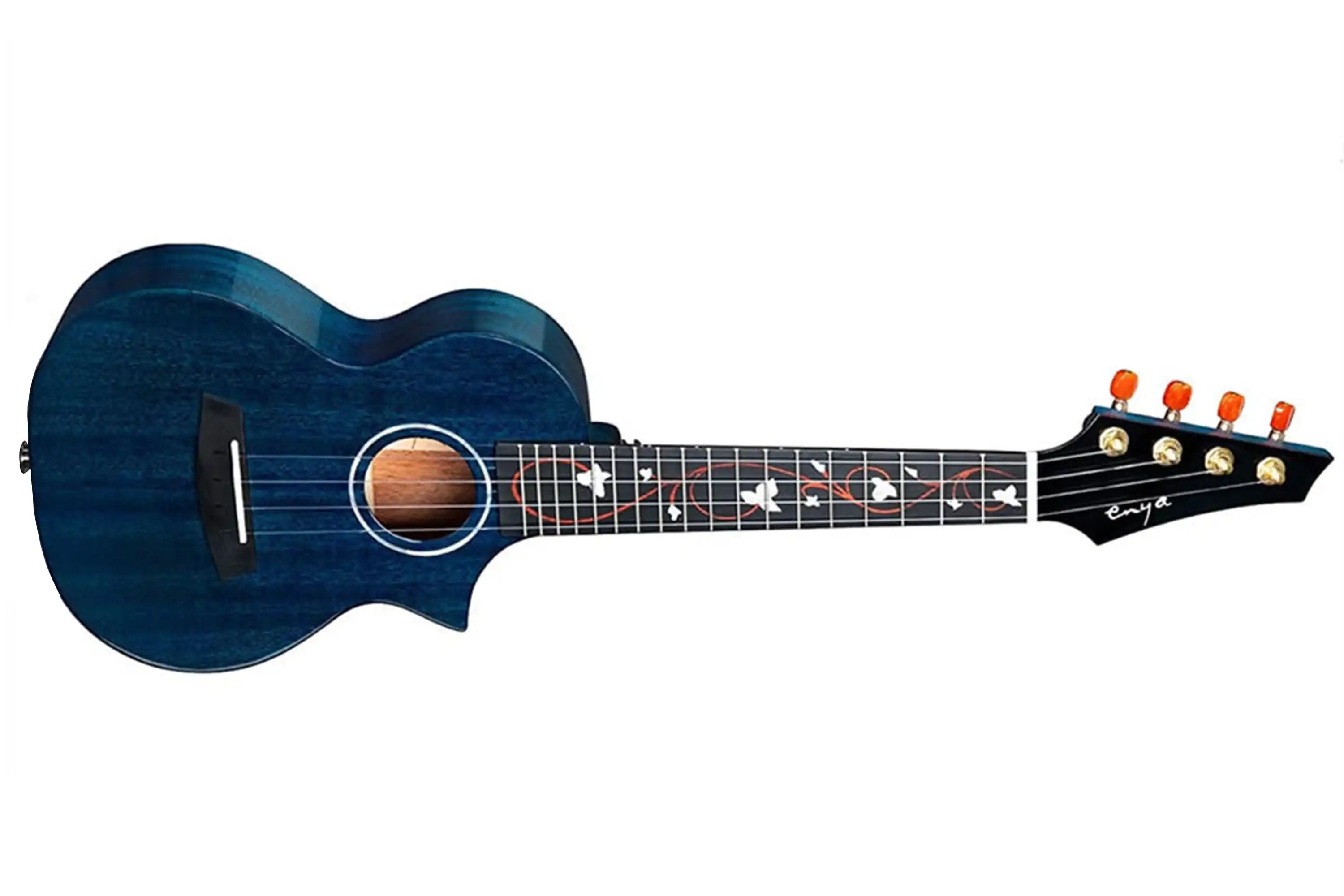 Enya EUC-M6-BU-EQ Solid Mahogany Concert Ukulele w/ Pickup - Blue - Image 4
