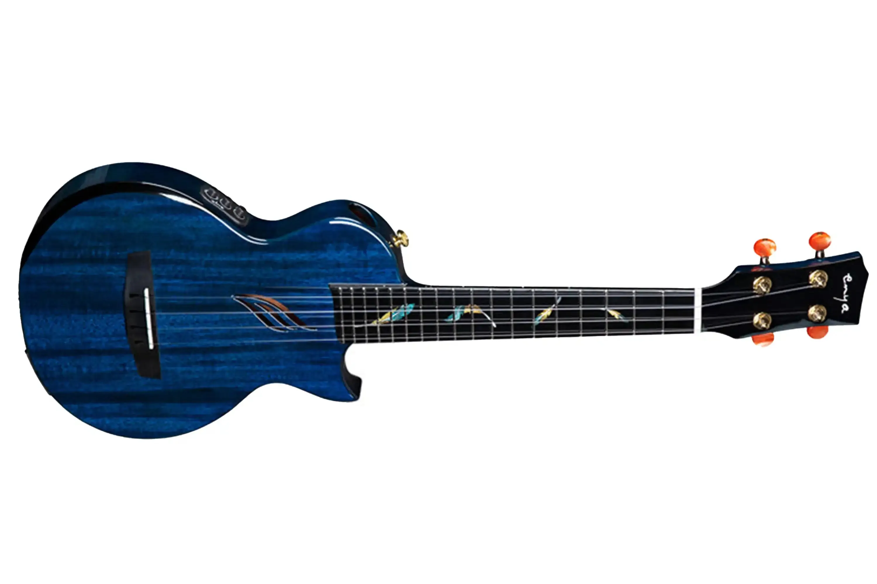Enya EUT-FEATHER/BU Blue Mahogany Feather Tenor Ukulele w/ Pickup - Image 3