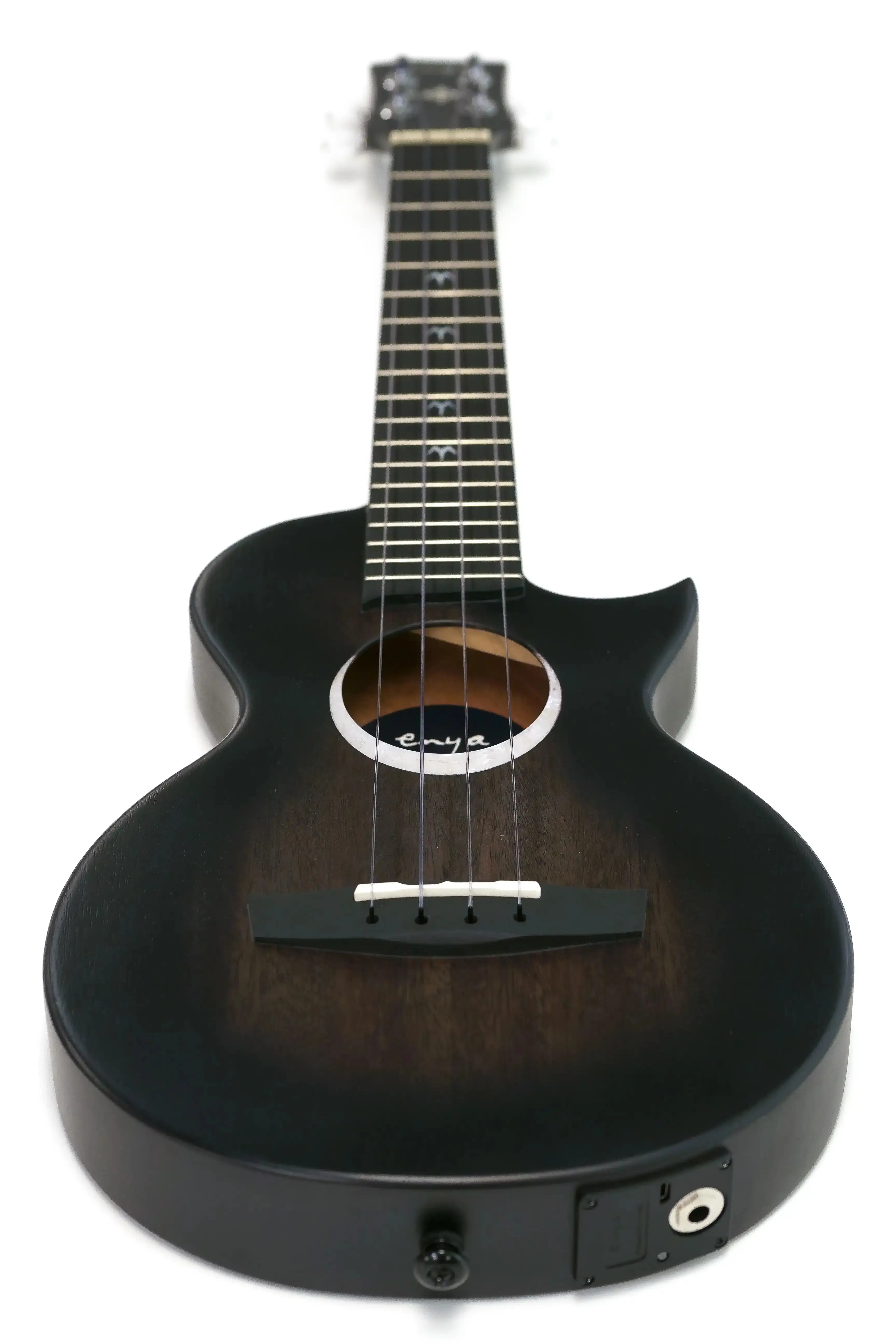 Enya EUT-MOON-BK-EQ Taimane Signature Acousticplus Tenor Ukulele - Black - Image 7