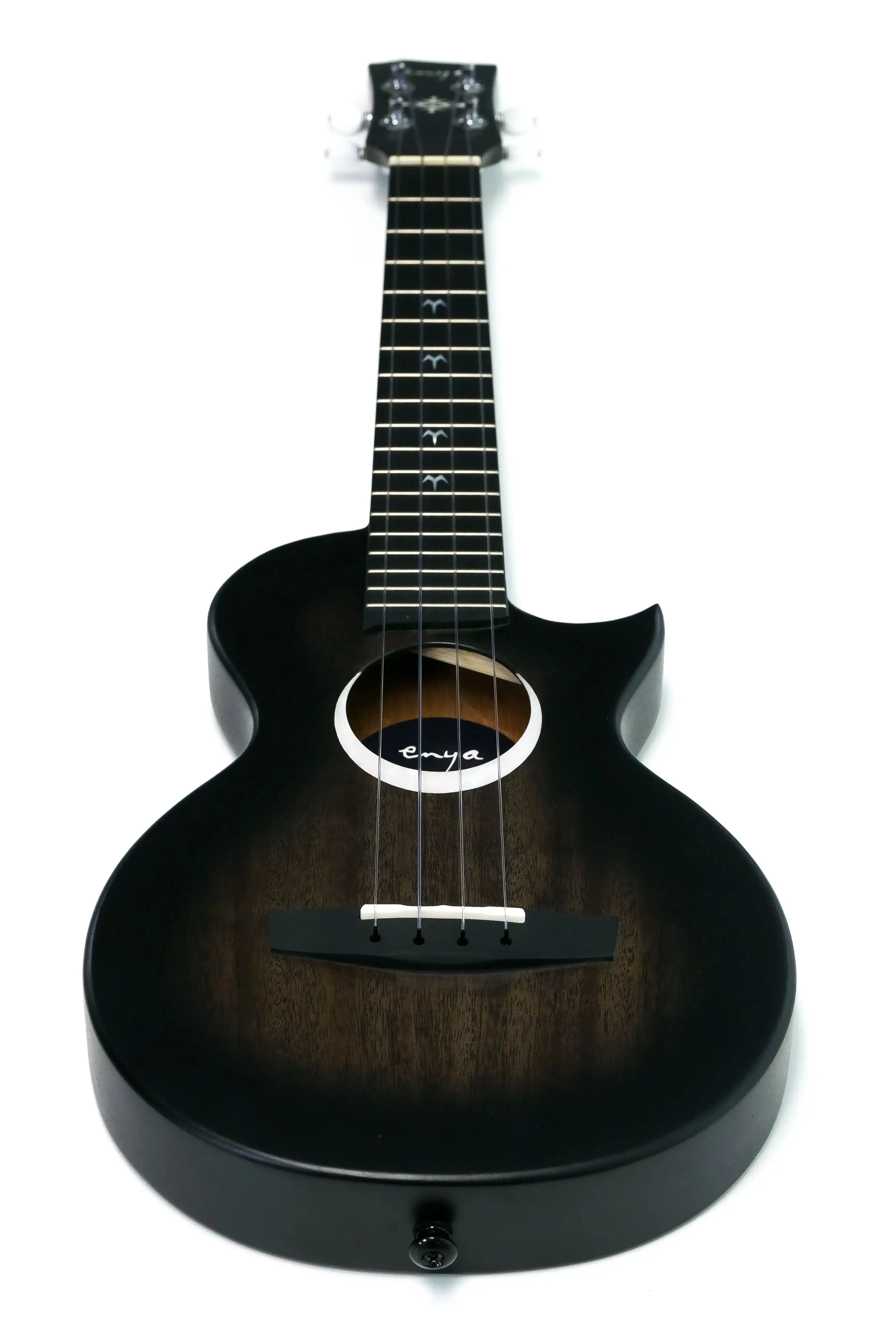 Enya EUT-MOON-BK Taimane Signature Acoustic Tenor Ukulele - Black - Image 4