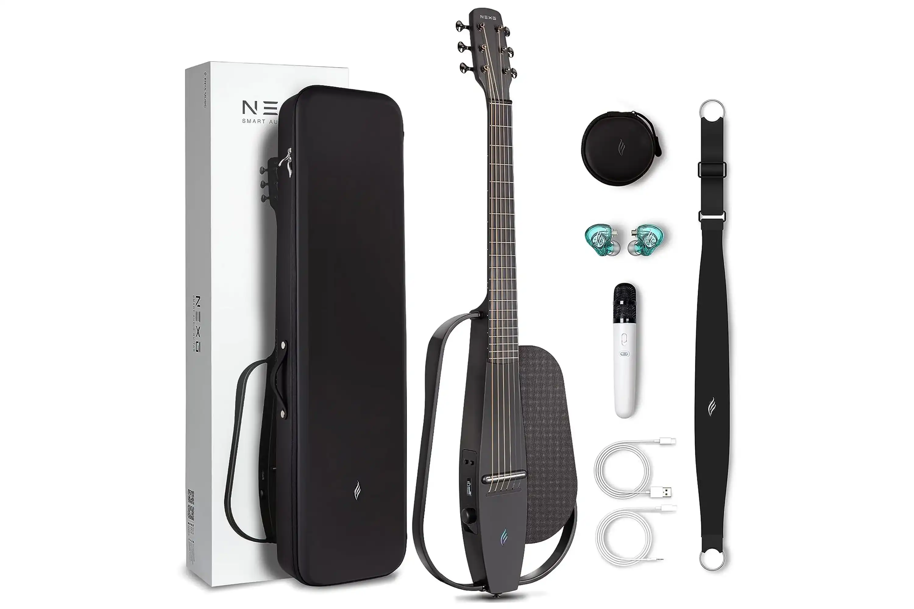 Enya NEX-G Carbon Fiber Smart Audio Guitar - Black - Image 3
