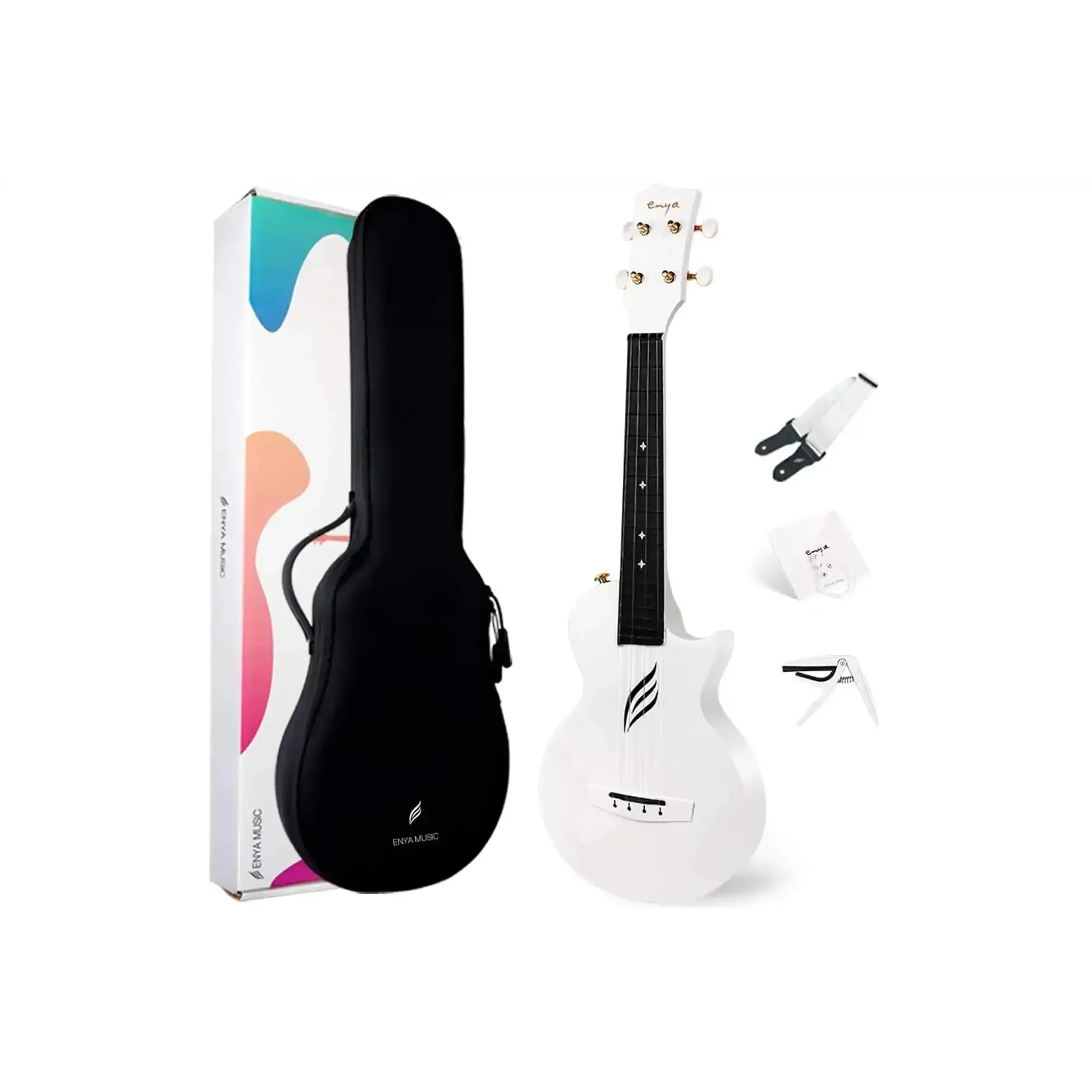 Enya Nova-U Carbon Fiber Acoustic Concert Ukulele - White - Image 2