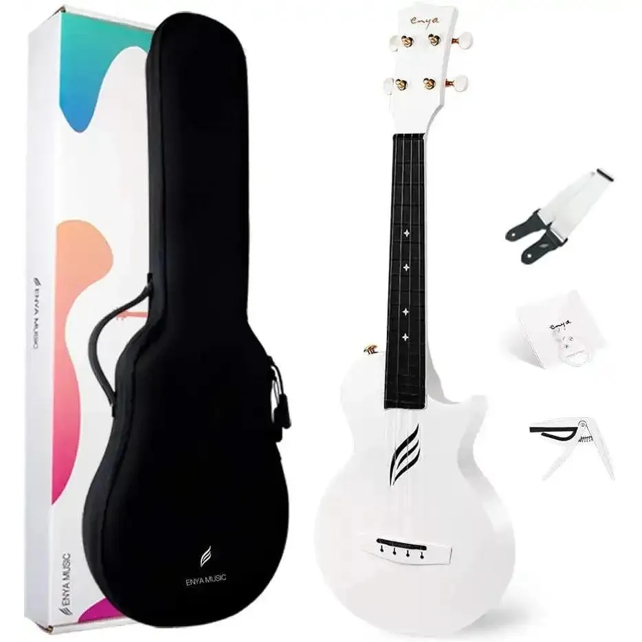 Enya Nova-U Carbon Fiber Acoustic Concert Ukulele - White - Image 9