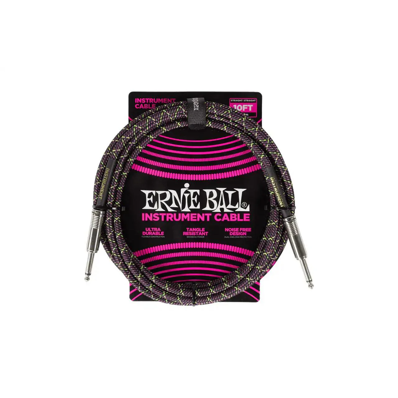 Ernie Ball 10 Foot Braided Straight/Straight Instrument Cable - Purple Python