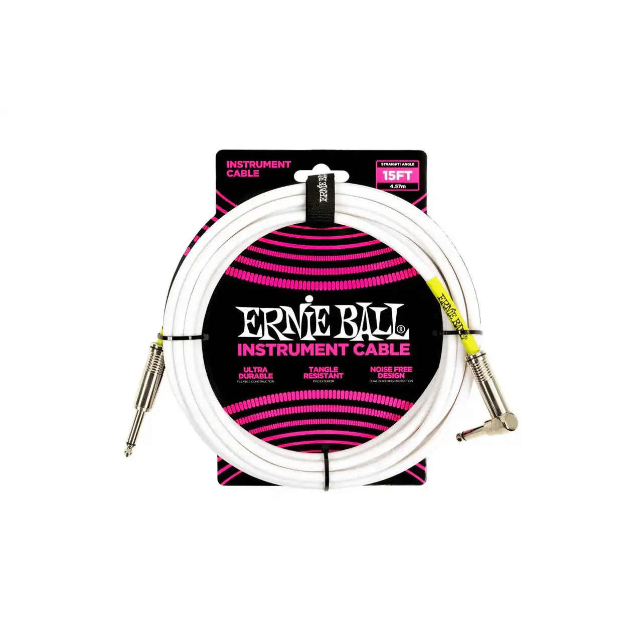 Ernie Ball 15 Foot Straight/Straight Instrument Cable - White