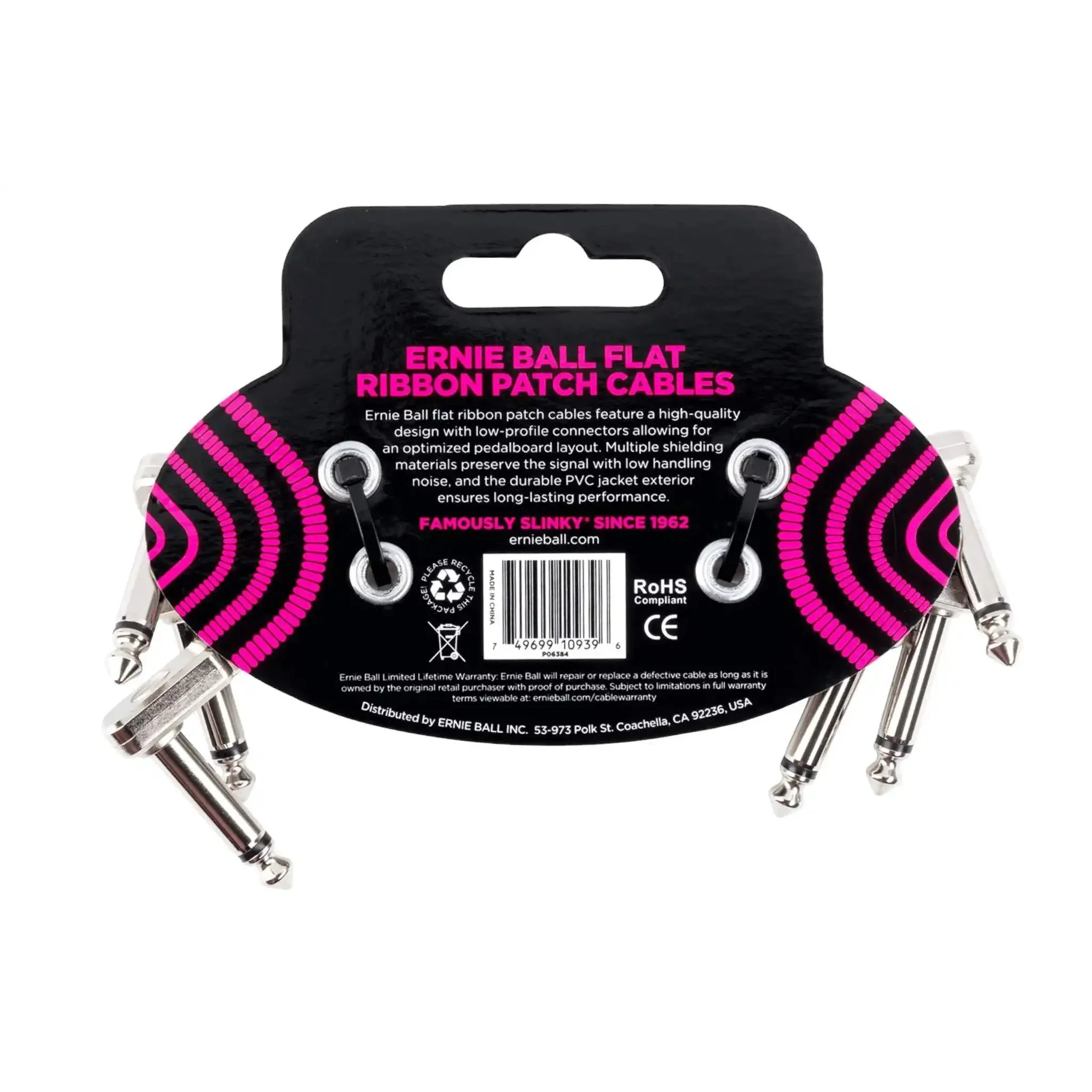 Ernie Ball 3" Flat Ribbon Patch Cable White 3 Pack - WHITE - Image 2