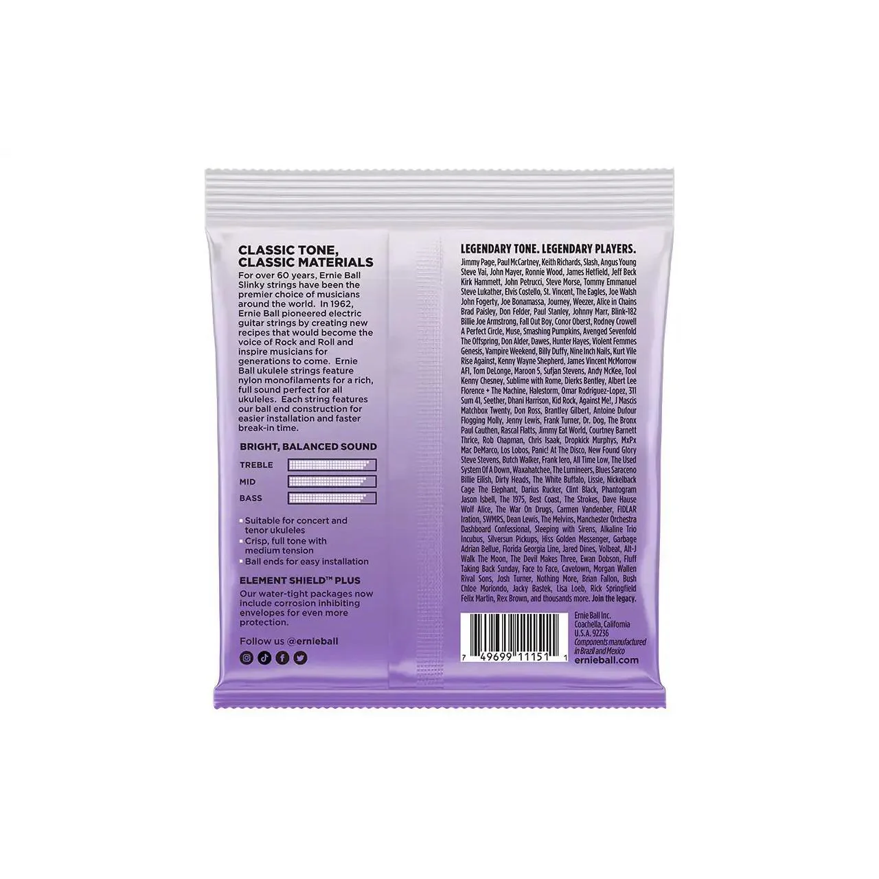 Ernie Ball Black Nylon Ball End Concert & Tenor Ukulele Strings - WOUND LOW G - Image 2