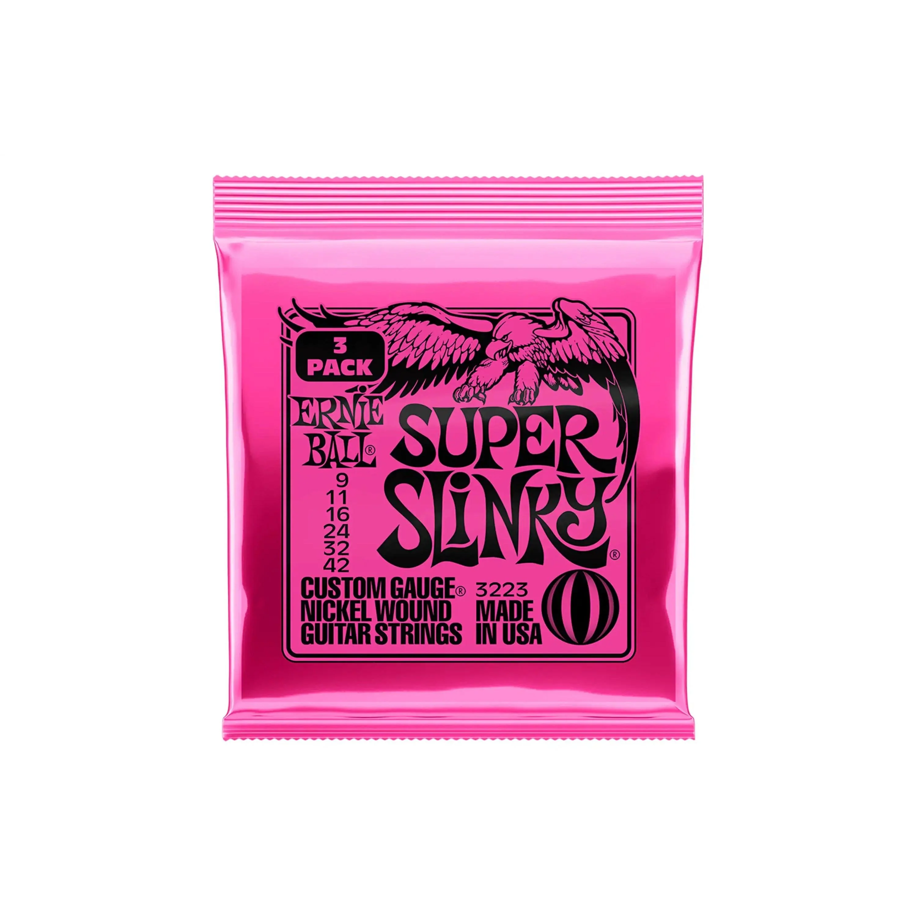 Ernie Ball Super Slinky Nickel Electric Guitar Strings 3 Pack - 9-42 Gauge