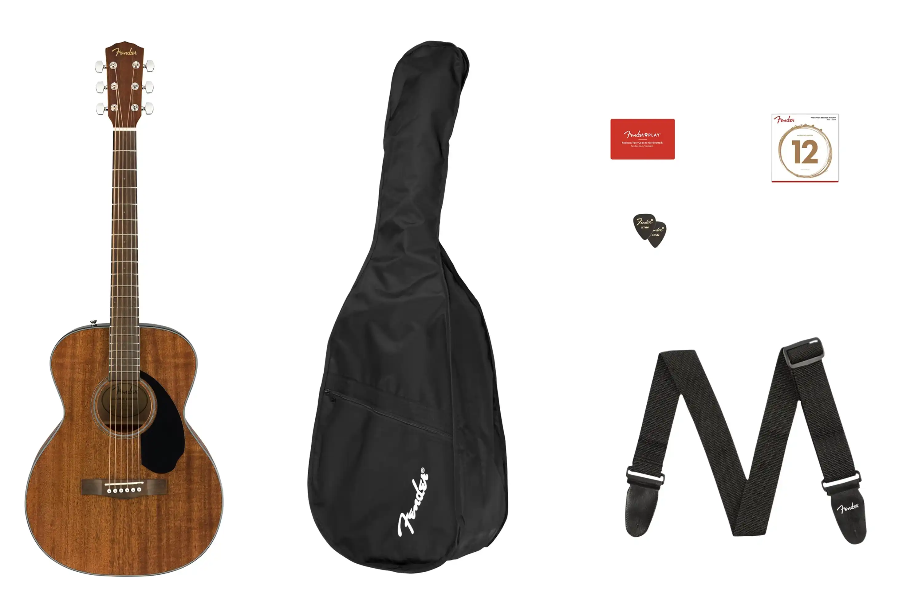 Fender CC-60S All Mahogany Acoustic Concert Guitar Pack