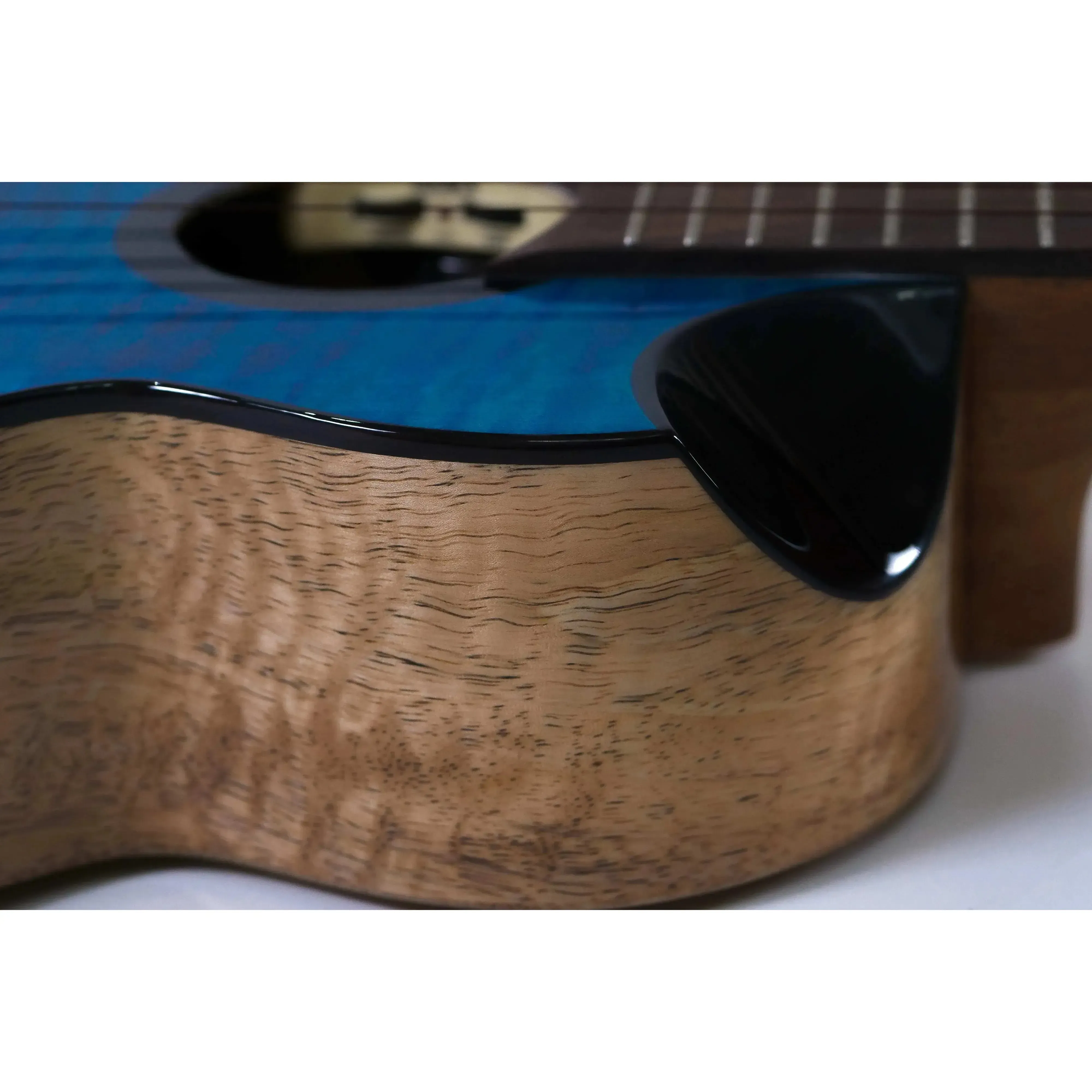 Flight Comet Blue EQ-A Solid Flamed Maple Top Tenor Ukulele - Image 3