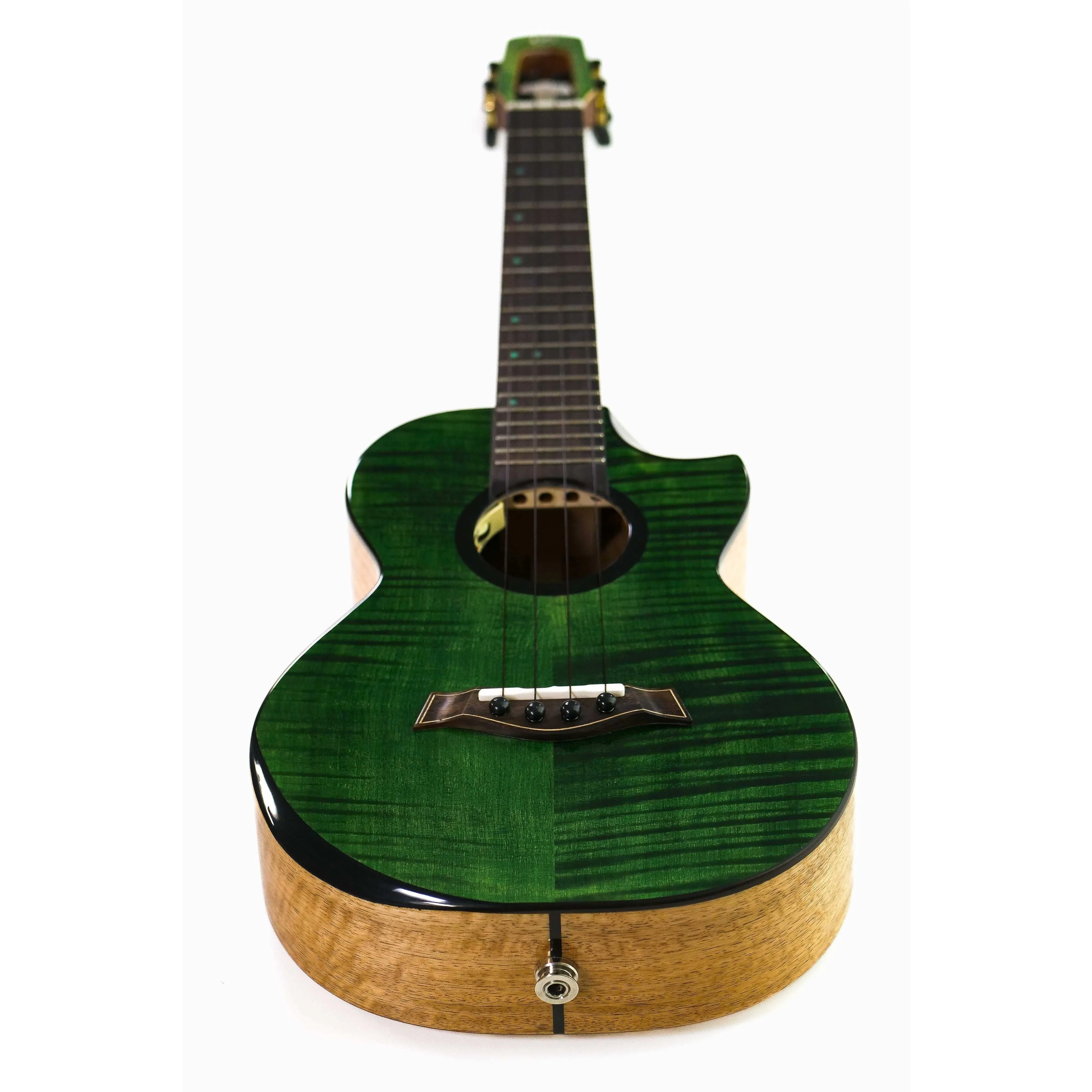 Flight Comet Green EQ-A Solid Flamed Maple Top Tenor Ukulele - Image 4
