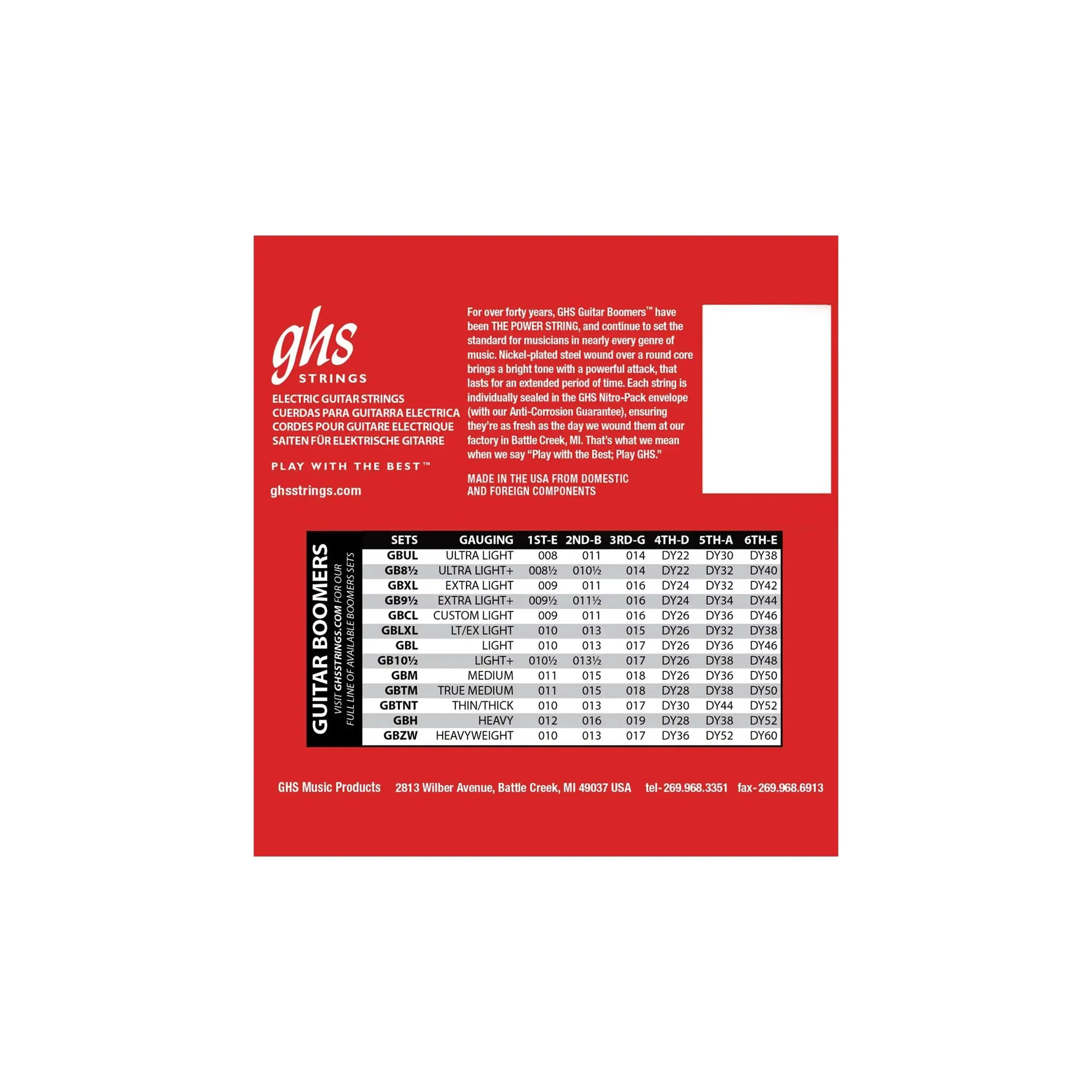 GHS GBTNT Guitar Boomers Nickel-Plated Electric Guitar Strings - Thin & Thick .010-.052 - Image 2