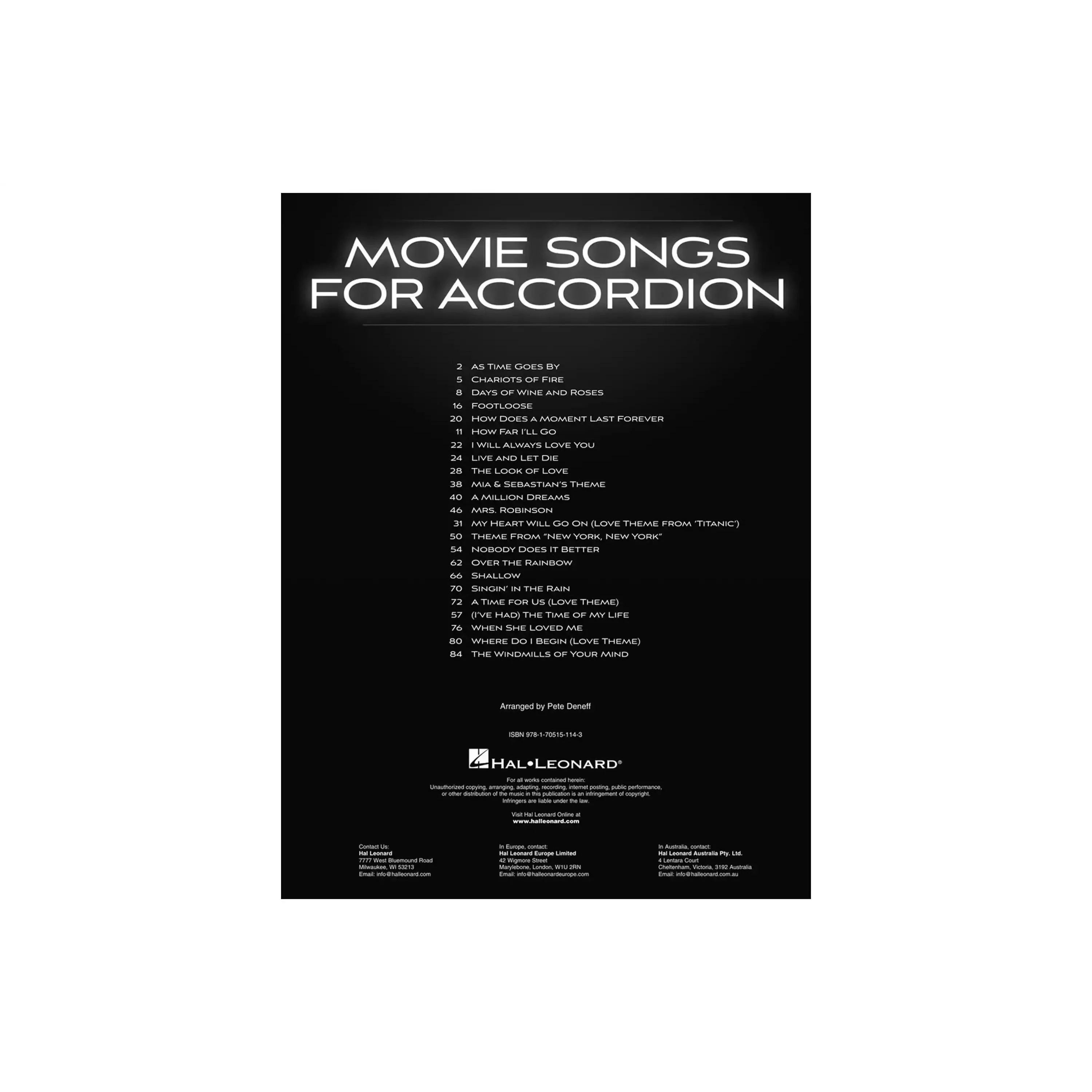 Hal Leonard Movie Songs For Accordion Softcover Book - Image 2