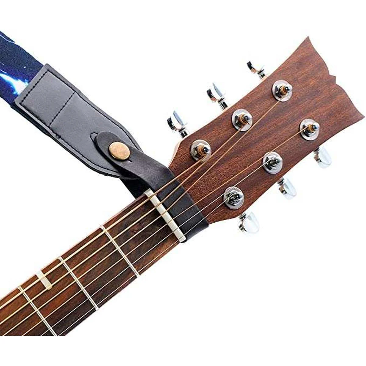 Headstock Strap Adaptor For Guitar and Ukulele - BLACK LEATHER - Image 3