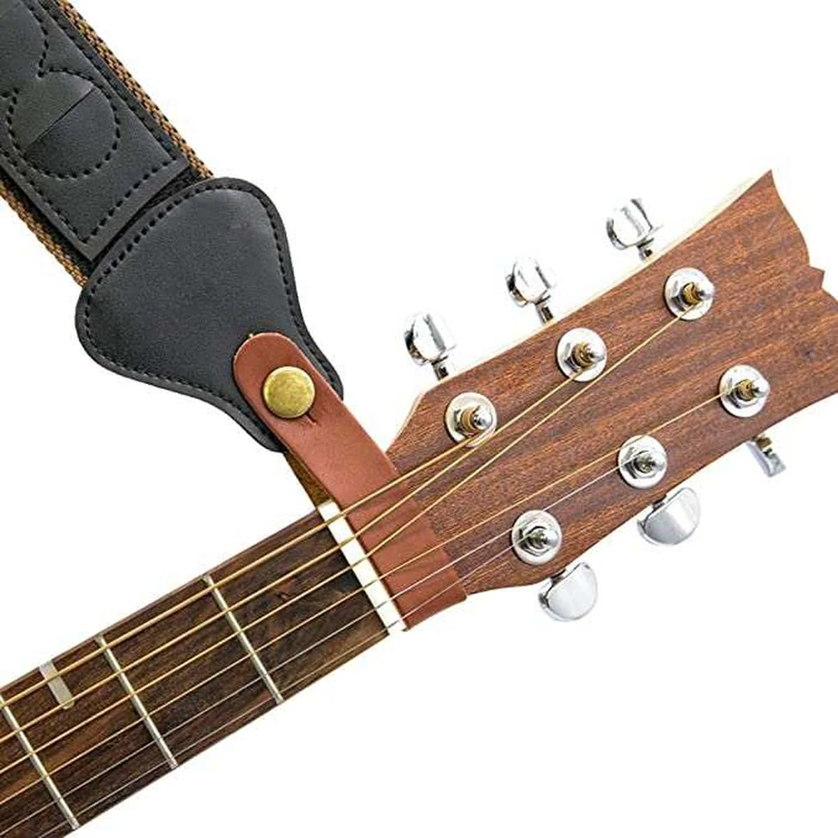 Headstock Strap Adaptor For Guitar and Ukulele - BROWN LEATHER - Image 3