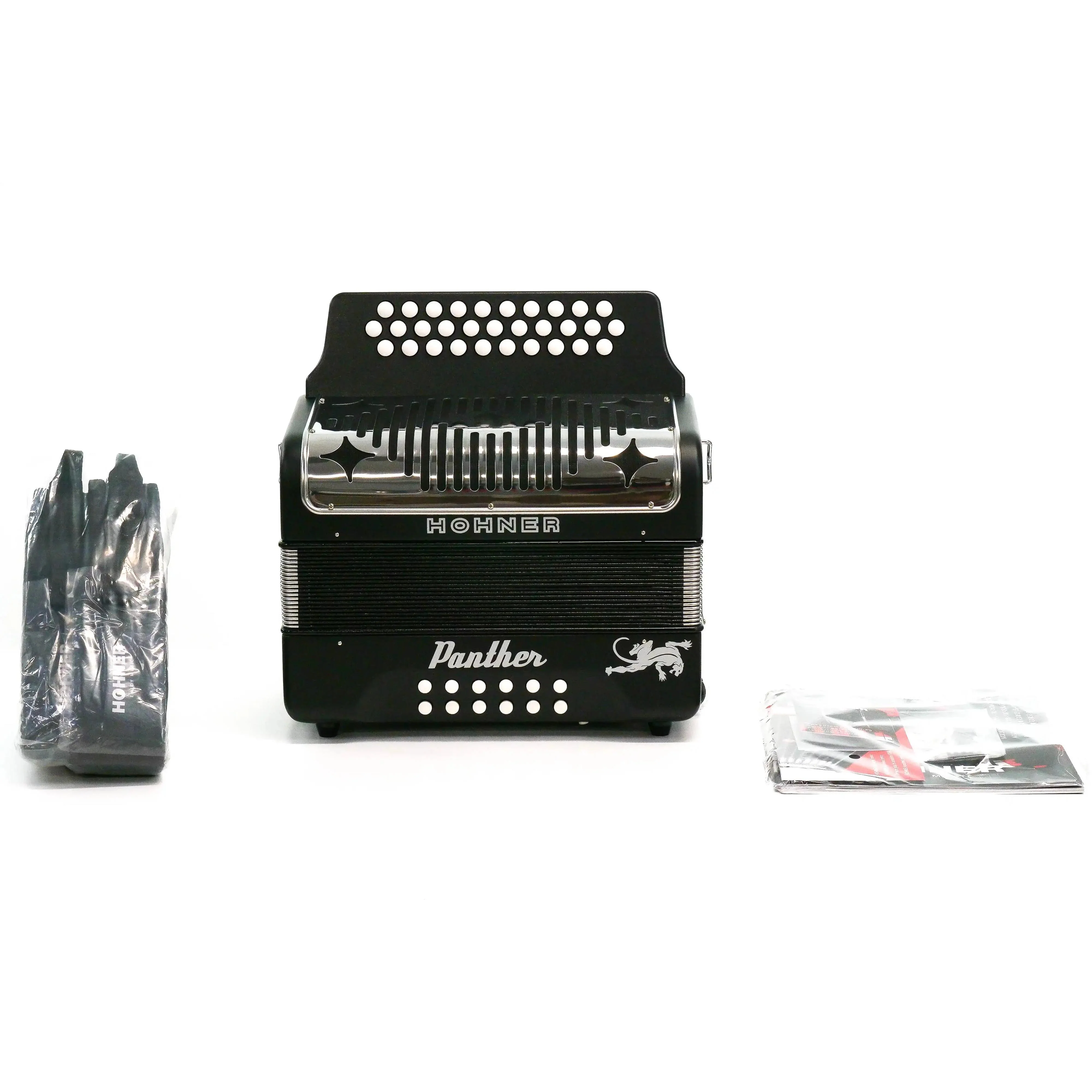 Hohner HA-3100 Panther F Bb Eb Diatonic Accordion - BLACK - Image 2