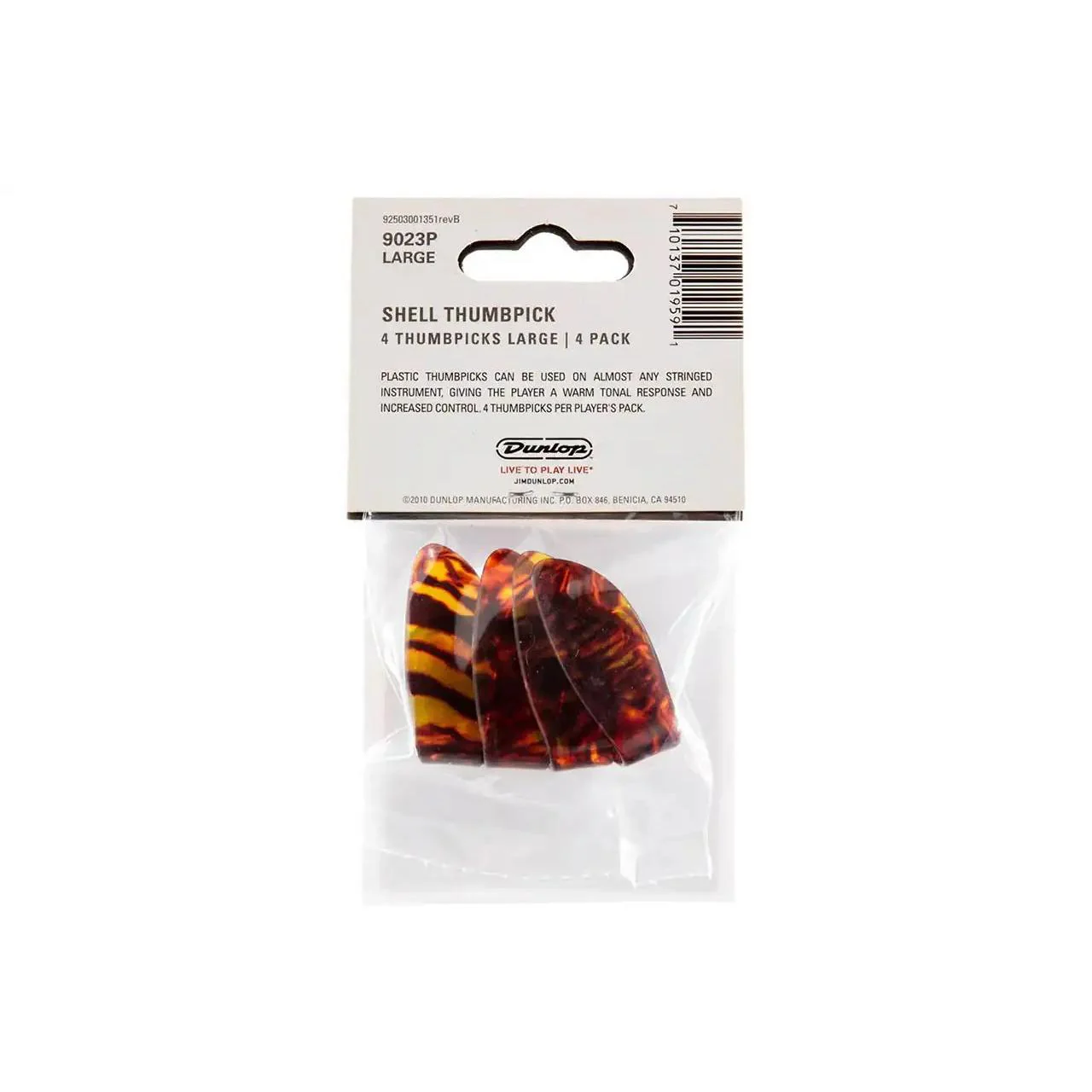 DUNLOP 9023P LARGE SHELL PLASTIC THUMBPICKS 4 PACK - Image 2