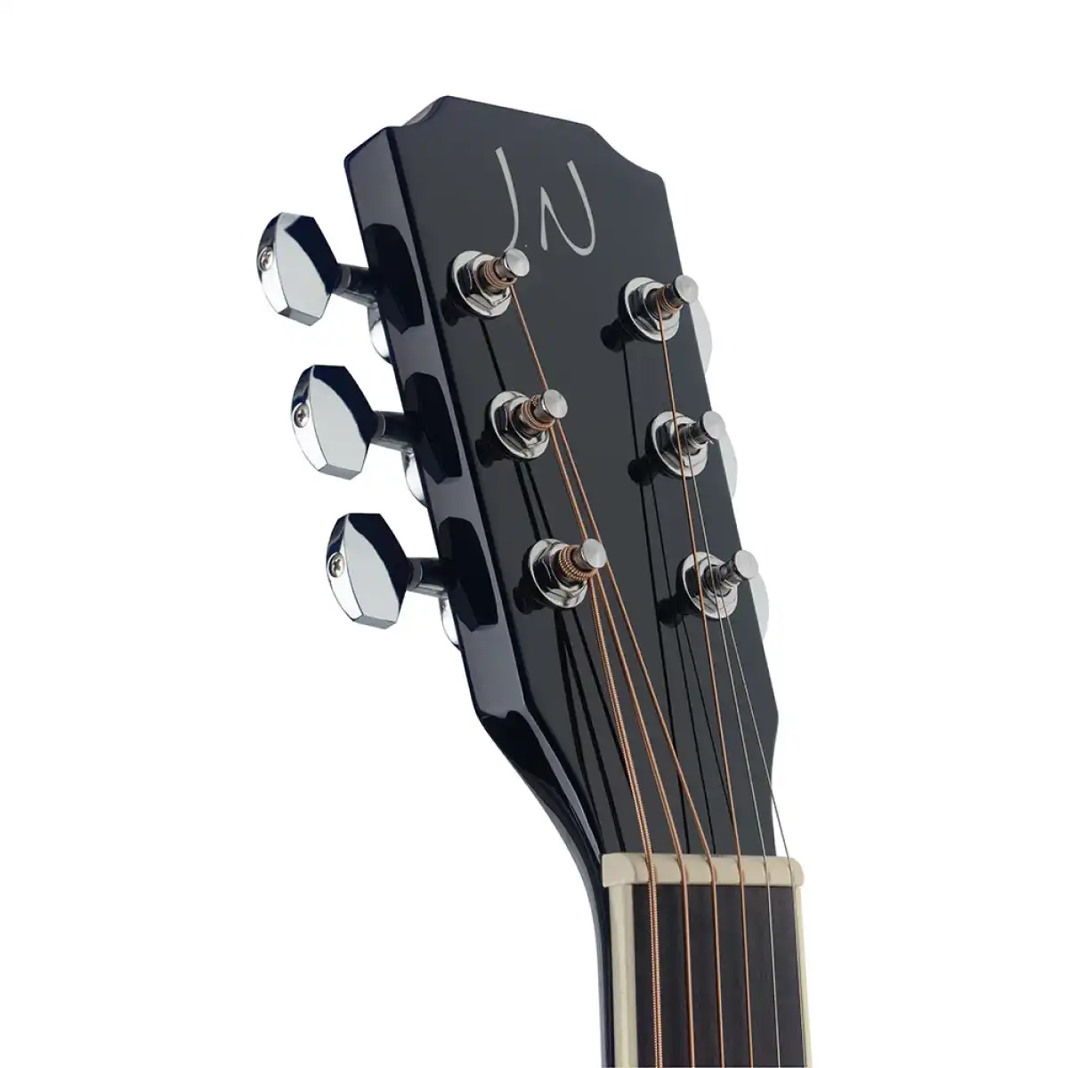 J.N Guitars BES-A-BK Solid Spruce Top Black Acoustic Guitar - Image 5