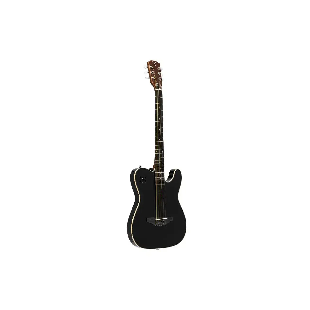 J.N Guitars EW3000CBK Spruce Electric Folk Guitar - Black - Image 2