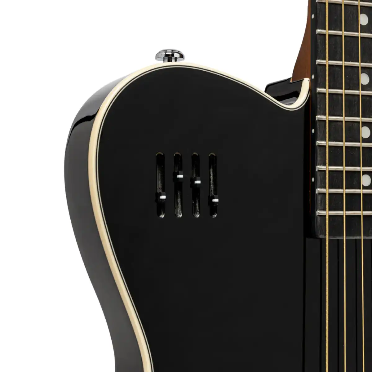 J.N Guitars EW3000CBK Spruce Electric Folk Guitar - Black - Image 4