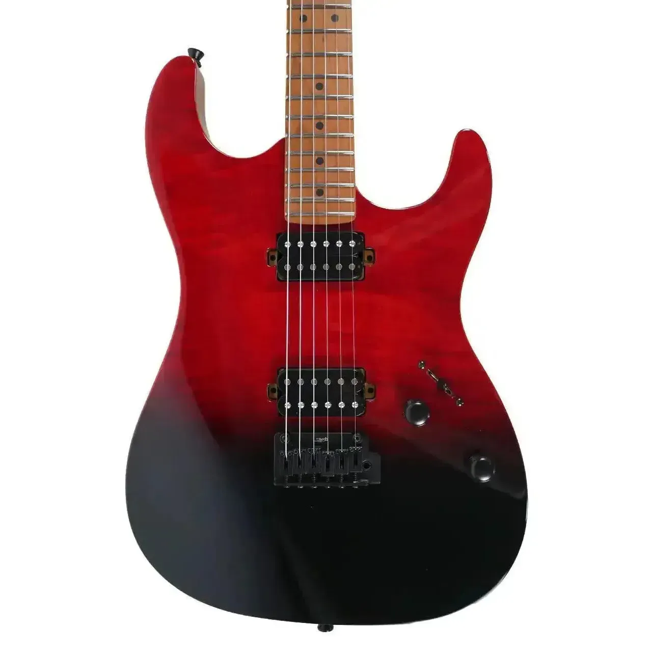 Jet JS-1000 Vulcano Flamed Transparent Red Stratocaster Electric Guitar
