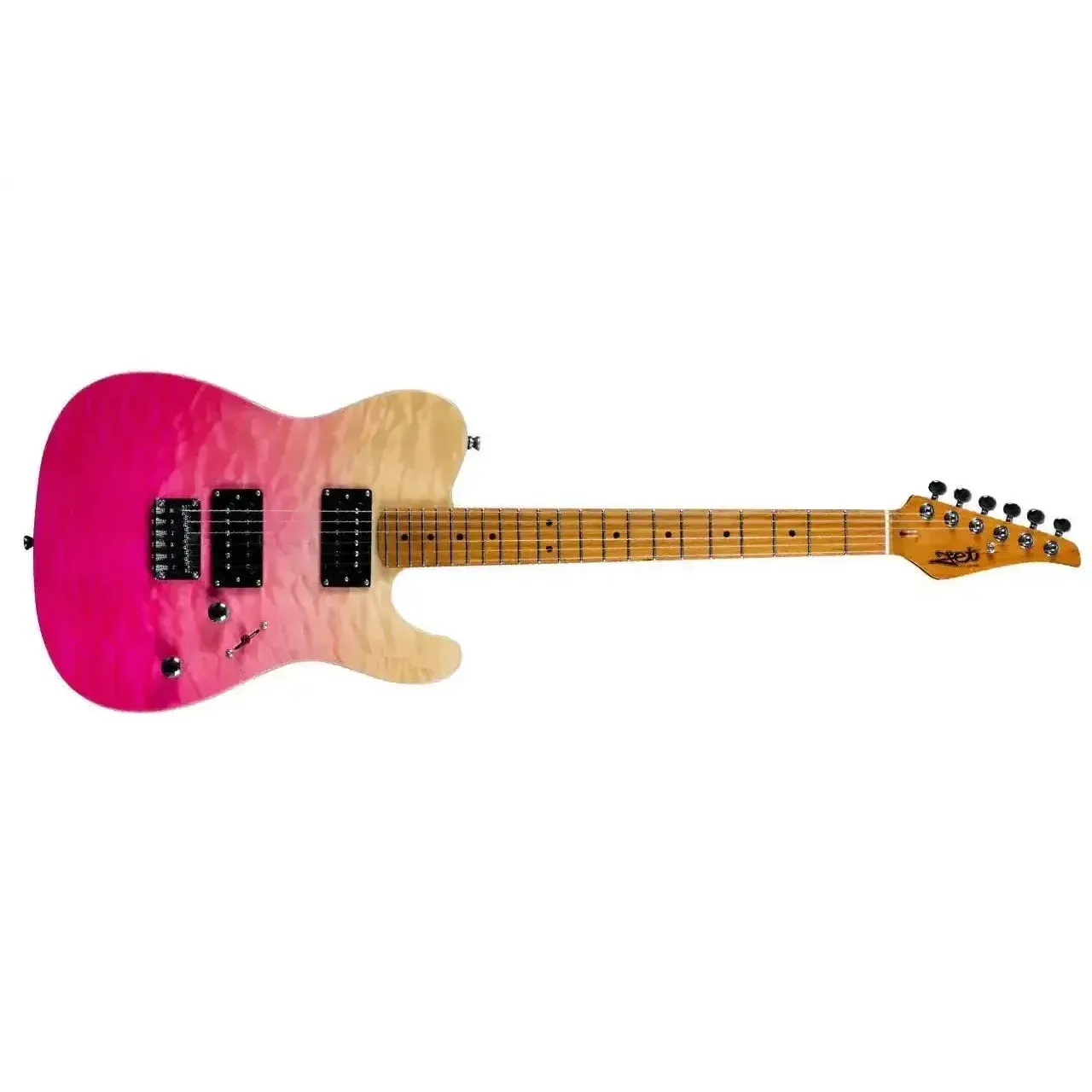 Jet JT-450 QTPK Quilted Transparent Pink Solid Body Telecaster Electric Guitar - Image 3