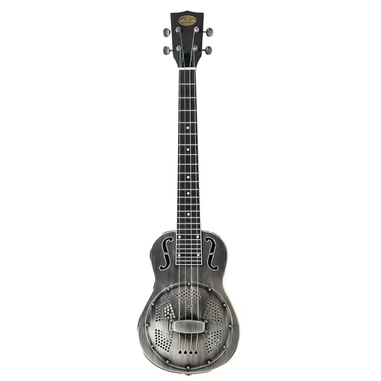 Kala RES-BNI-B-E Resonator Brushed Nickel Baritone Ukulele w/ Pickup - Image 3